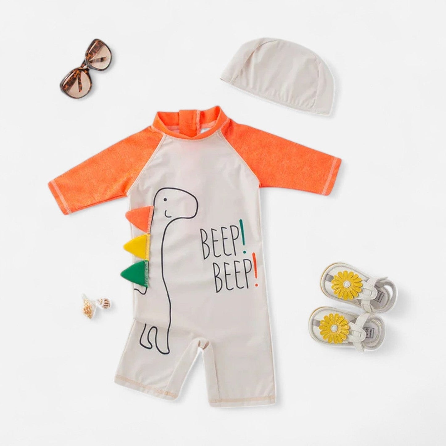 Combinaison Bebe Nageur - Dinosaure Orange