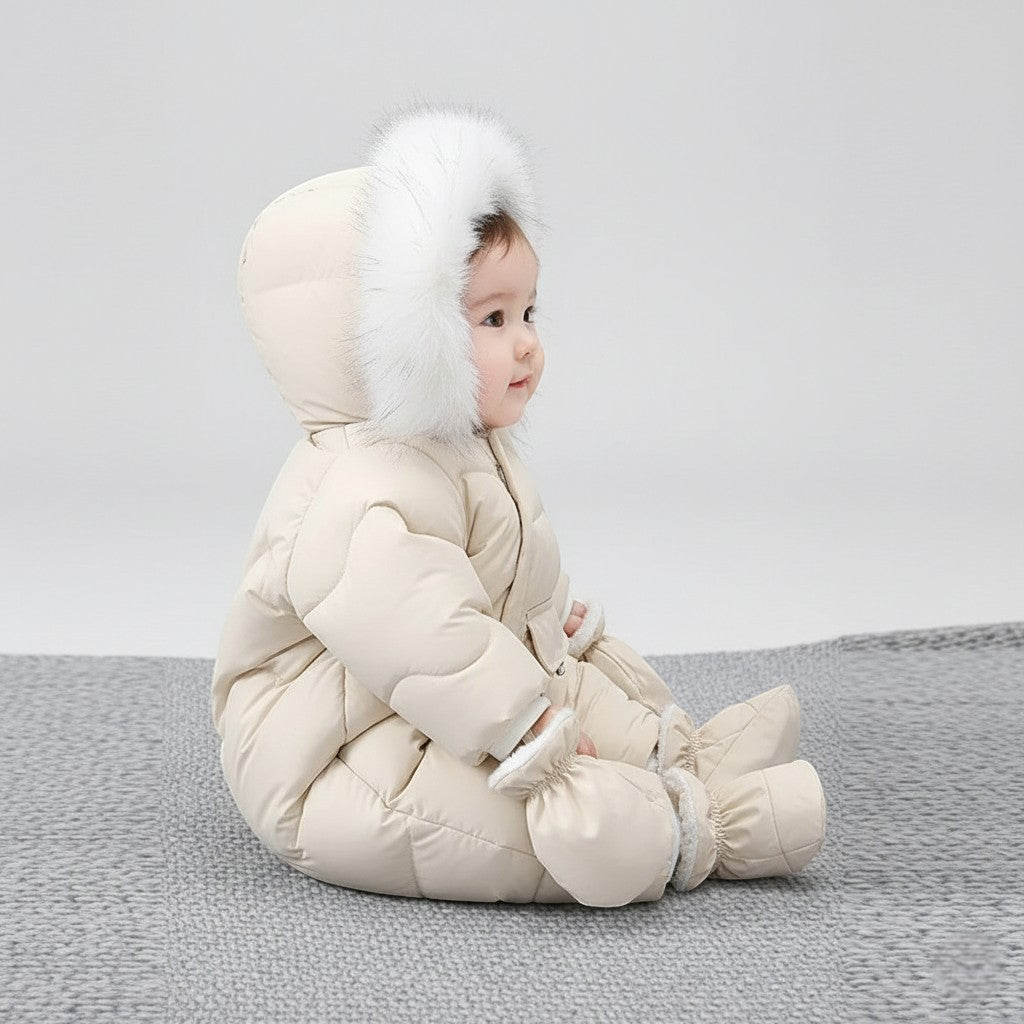 Combinaison Neige Bébé Fille Garçon - Capuche à Oreilles - Fermeture Intégrale - Taille 0-24 Mois - Matière Douce Et Chaude - Pour Hiver, Sorties, Photos