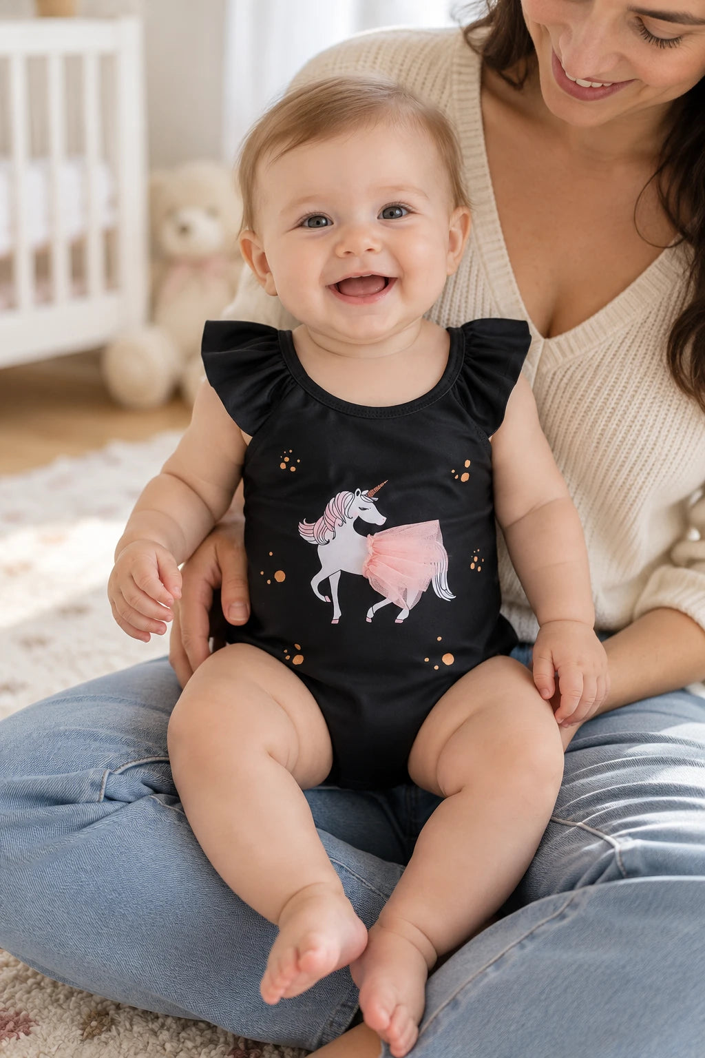 Body Combinaison Bébé - Licorne Noir