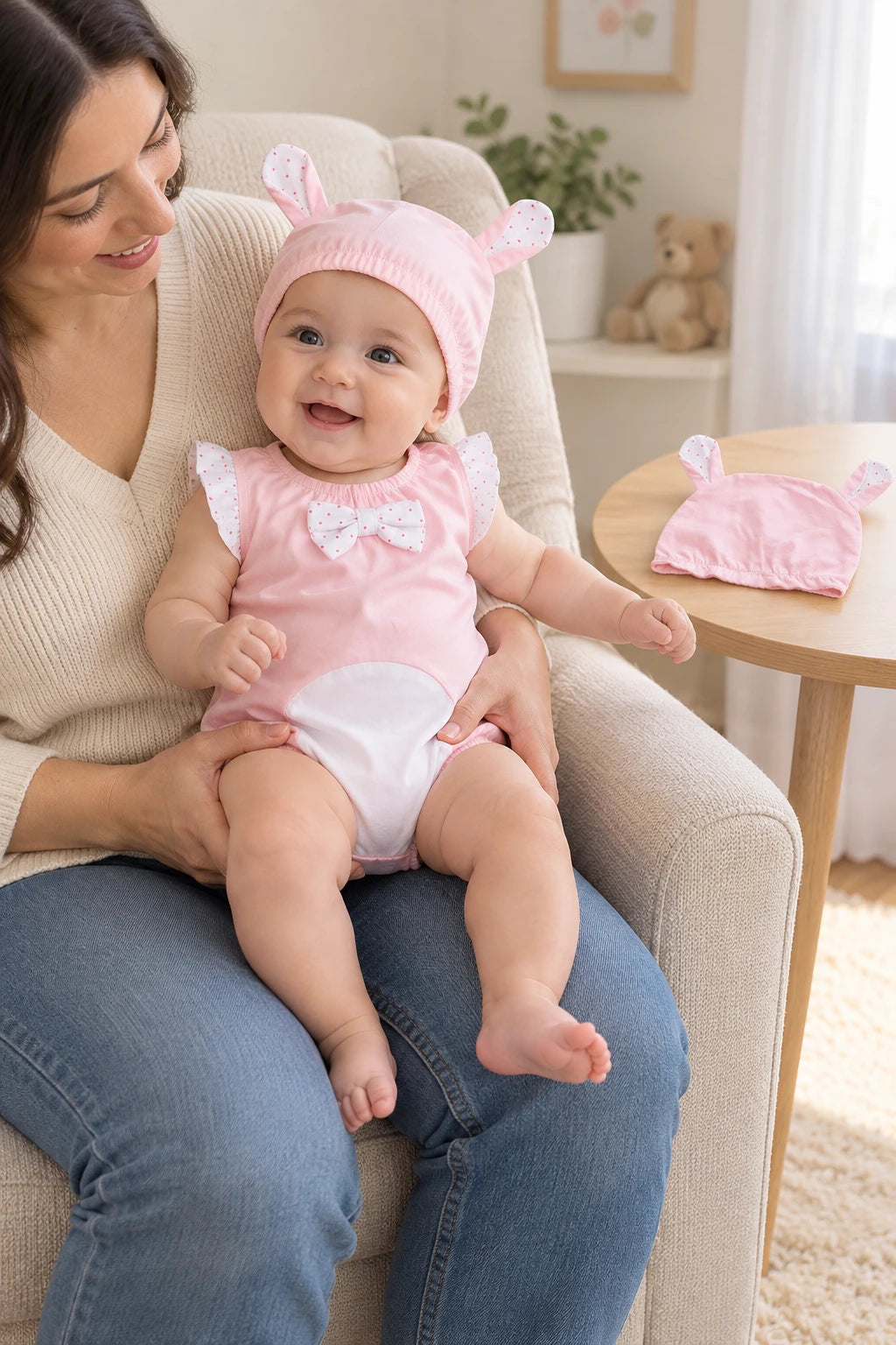 Combinaison Avec Oreille Bebe - Rose