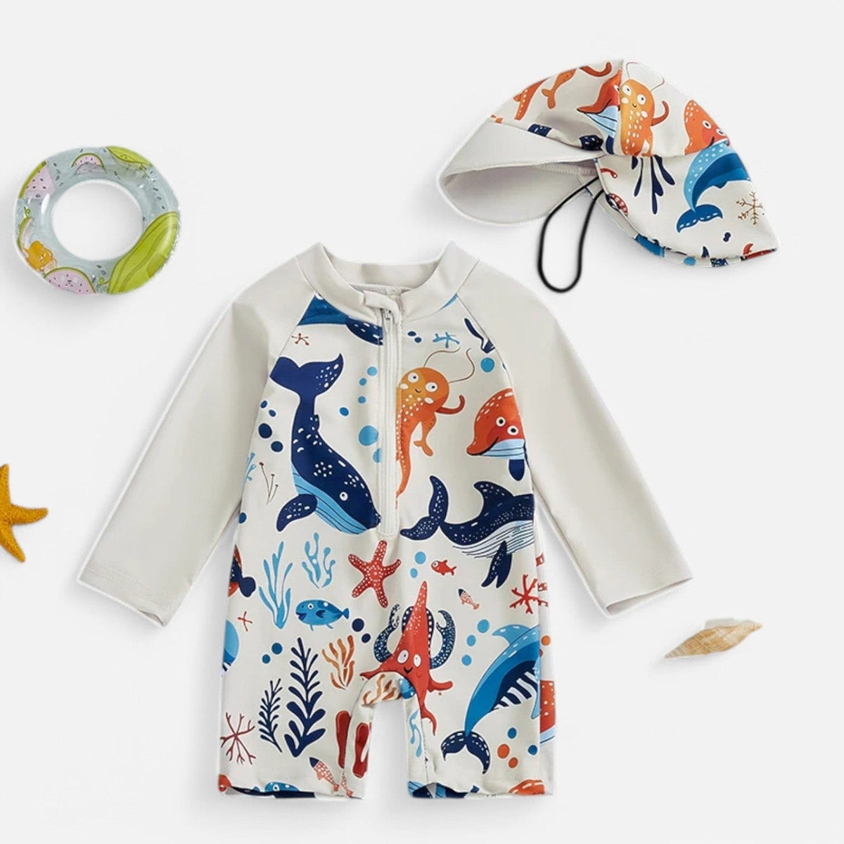 Combinaison Baignade Bebe Baleine - Blanc