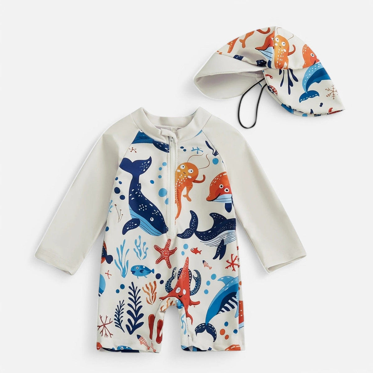 Combinaison Baignade Bebe Baleine - Blanc