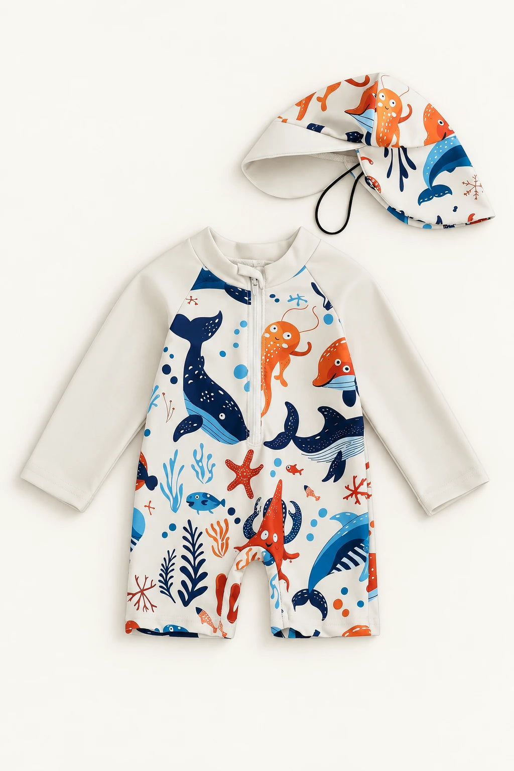 Combinaison Baignade Bebe Baleine - Blanc