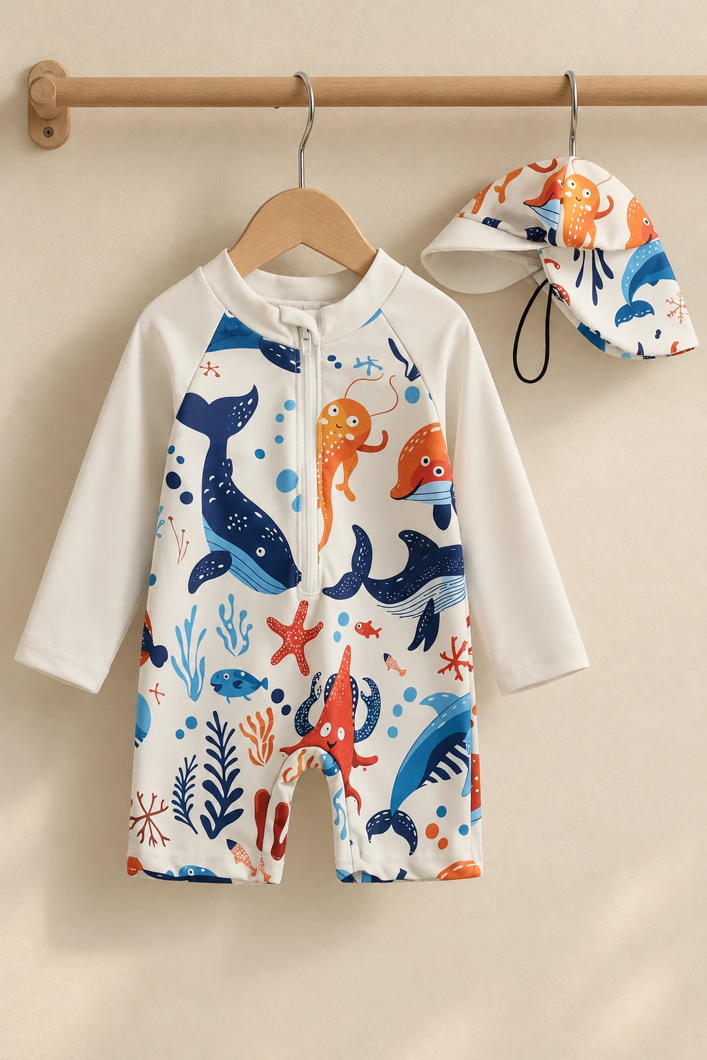 Combinaison Baignade Bebe Baleine - Blanc