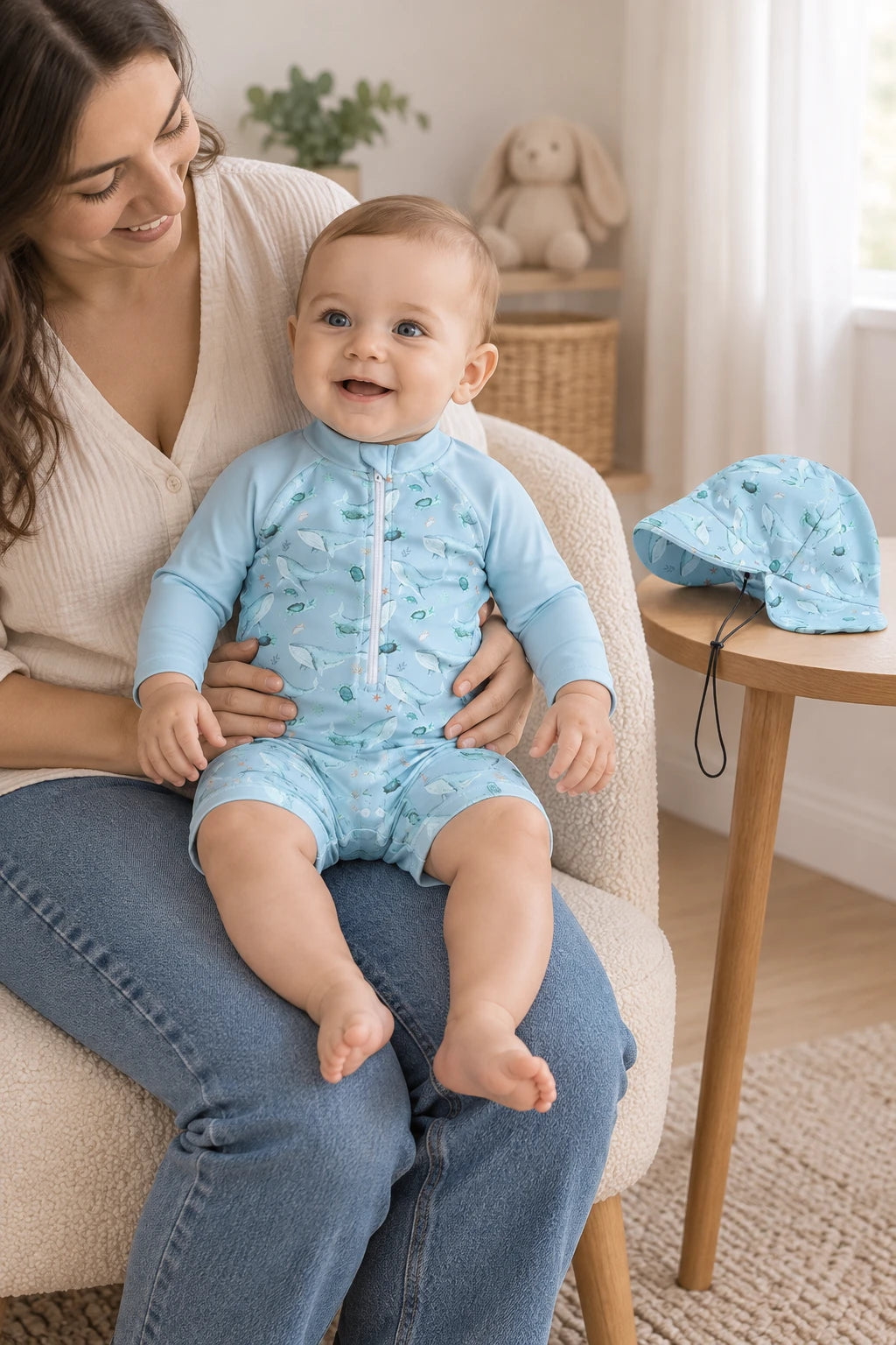 Combinaison Baignade Bebe Baleine - Bleu