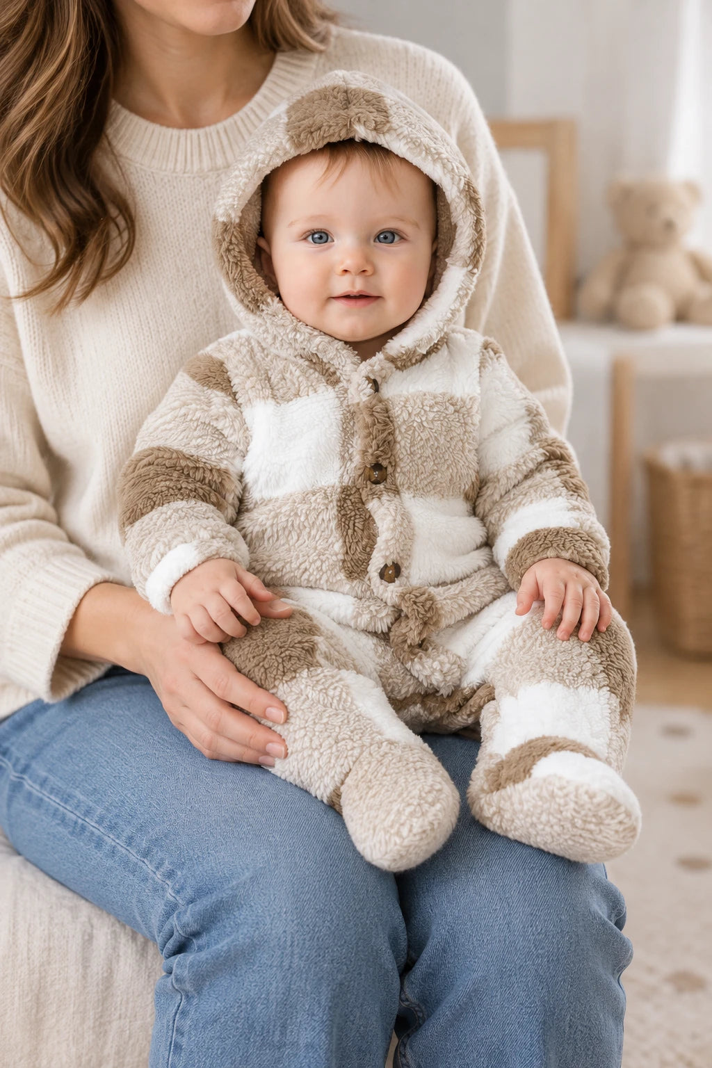 Combinaison Bebe Capuche Fourrure - Beige
