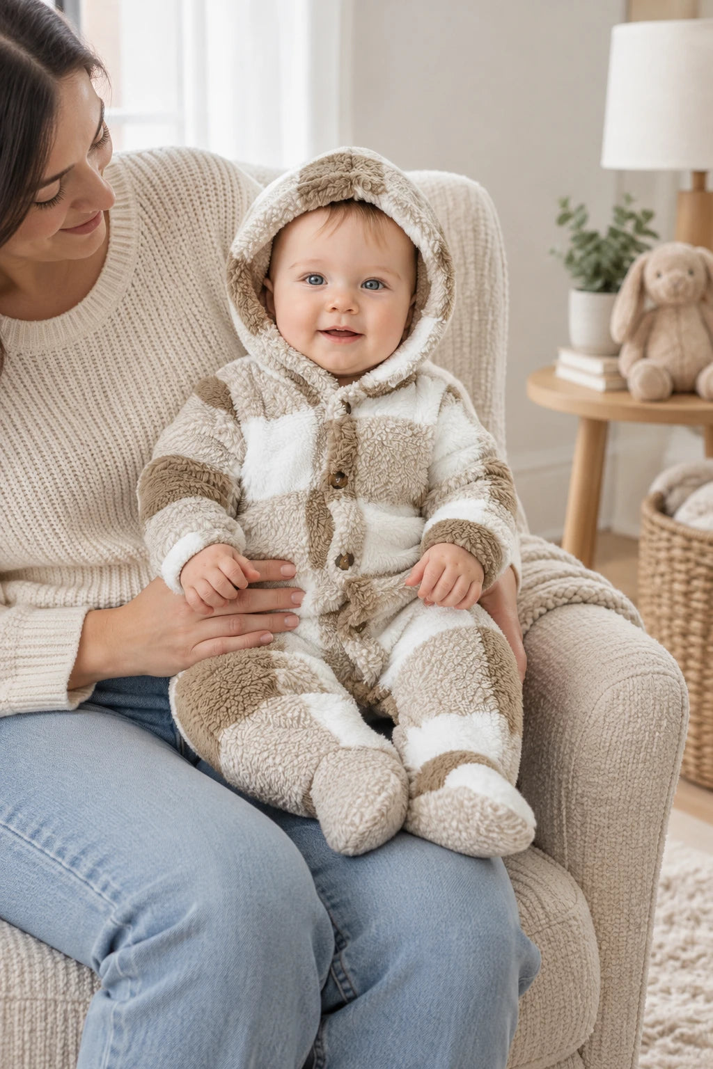 Combinaison Bebe Capuche Fourrure - Beige