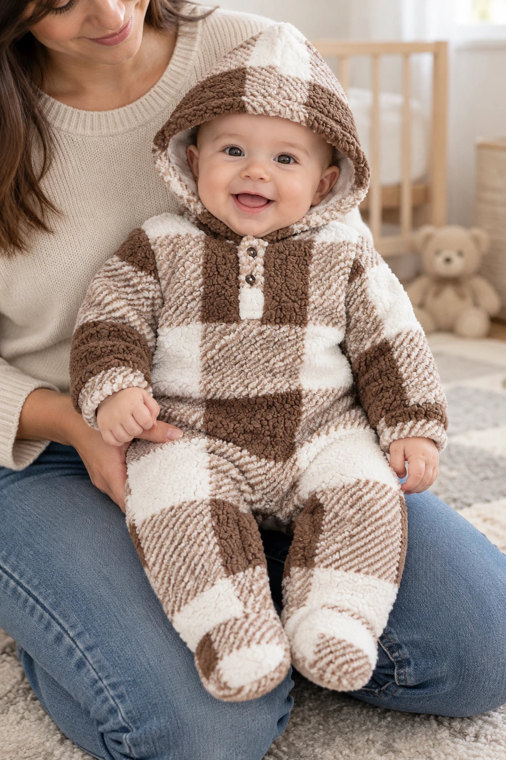 Combinaison Bebe Capuche Fourrure - Marron