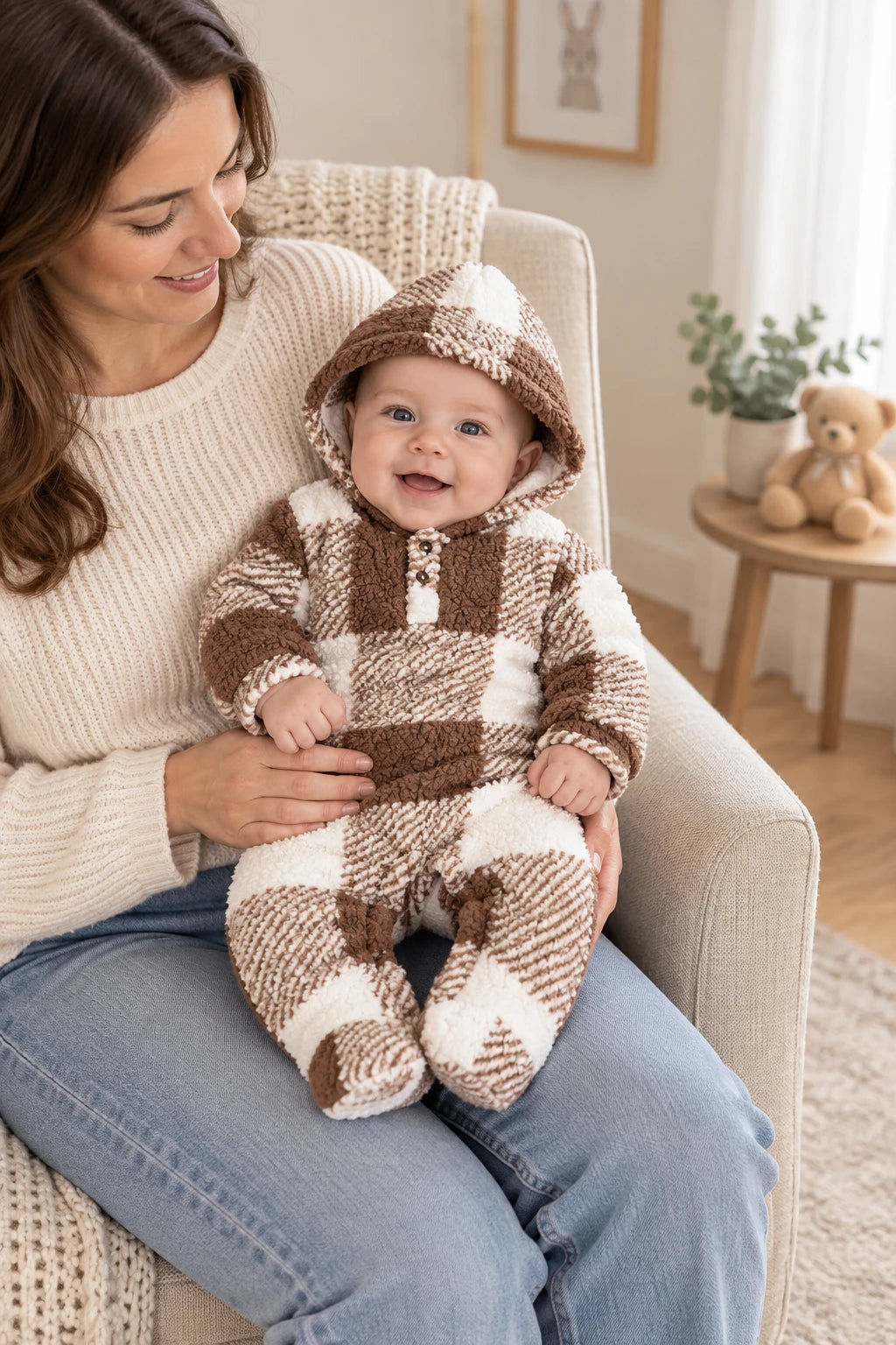 Combinaison Bebe Capuche Fourrure - Marron