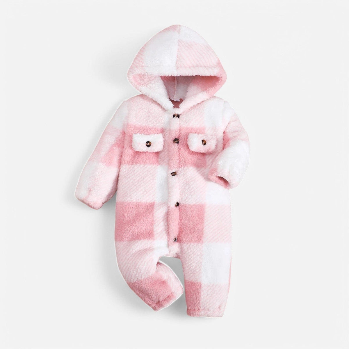 Combinaison Bebe Capuche Fourrure - Rose