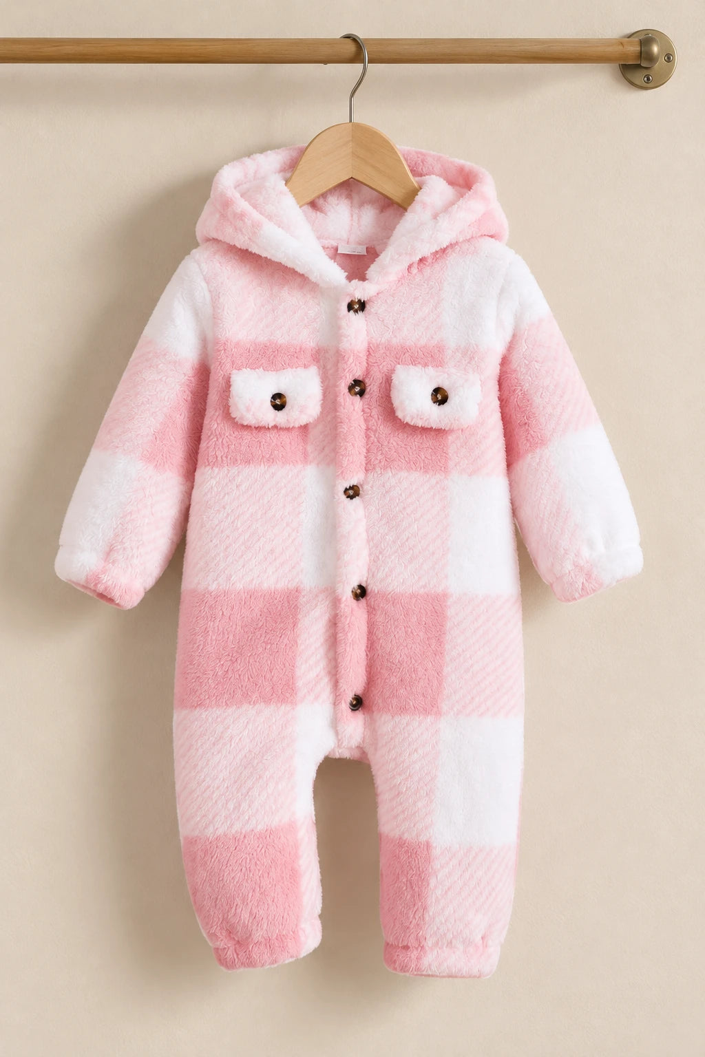 Combinaison Bebe Capuche Fourrure - Rose