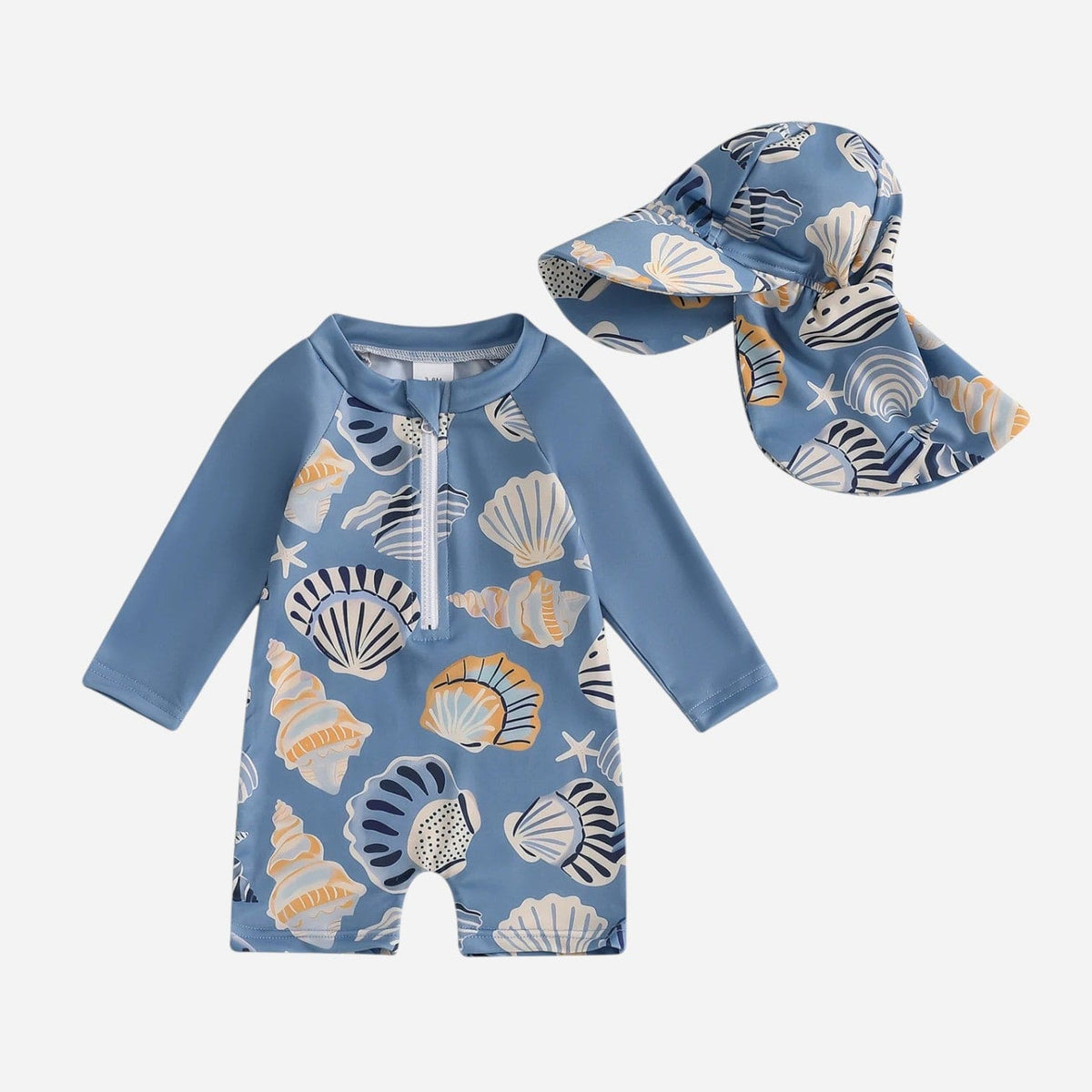 Combinaison Bebe Coquillage - Bleu 3 mois