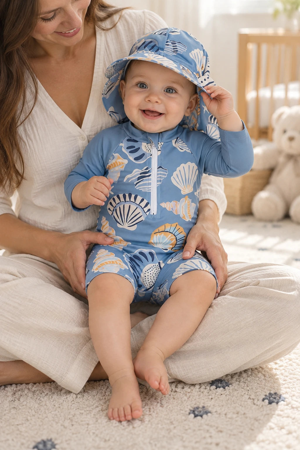 Combinaison Bebe Coquillage - Bleu