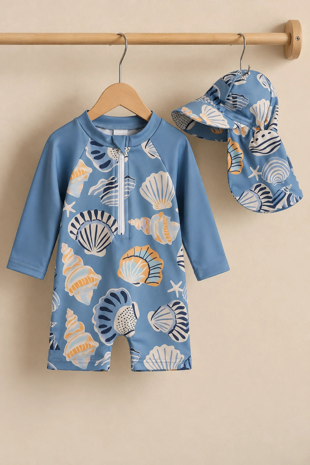 Combinaison Bebe Coquillage - Bleu