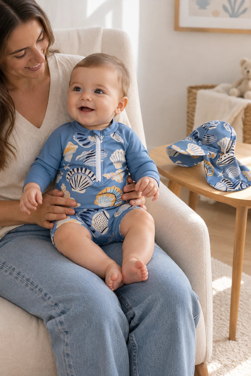 Combinaison Bebe Coquillage - Bleu