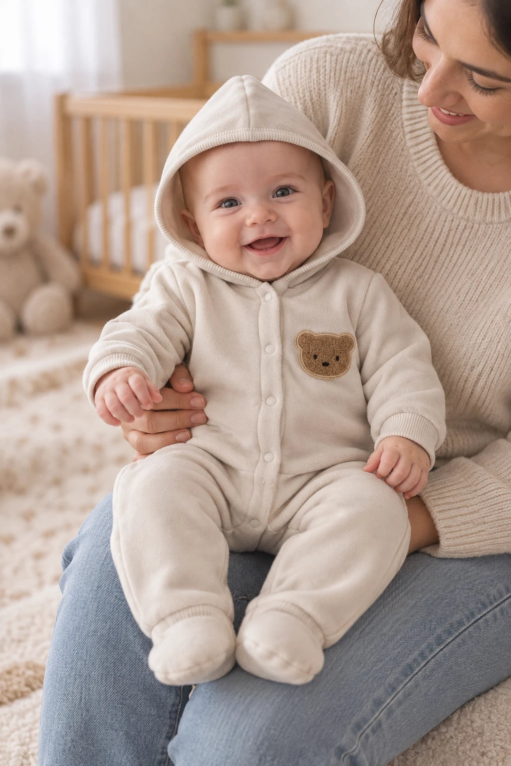 Combinaison Bebe Coton Ourson - Beige