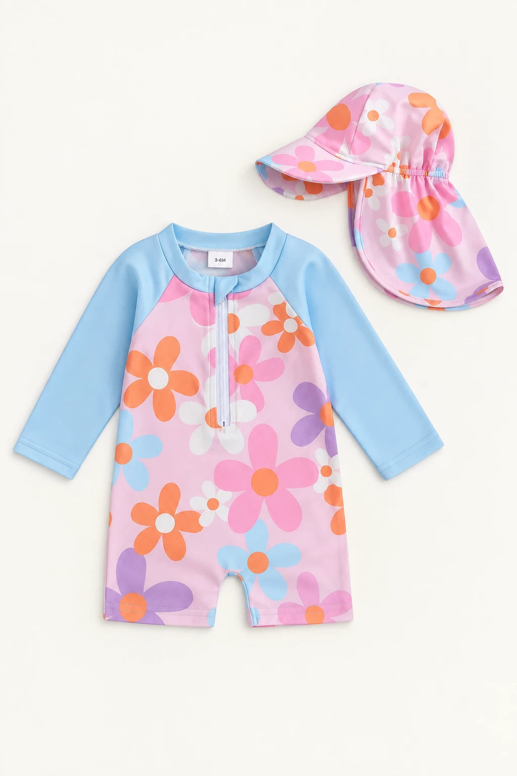 Combinaison Bebe Fleurs - Bleu