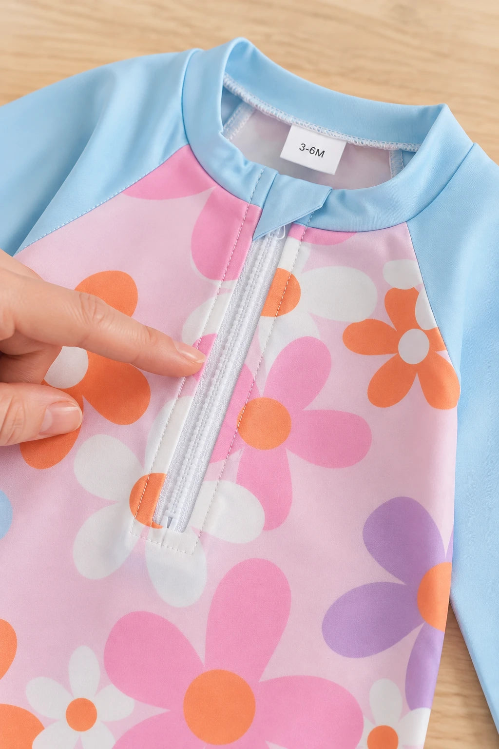 Combinaison Bebe Fleurs - Bleu