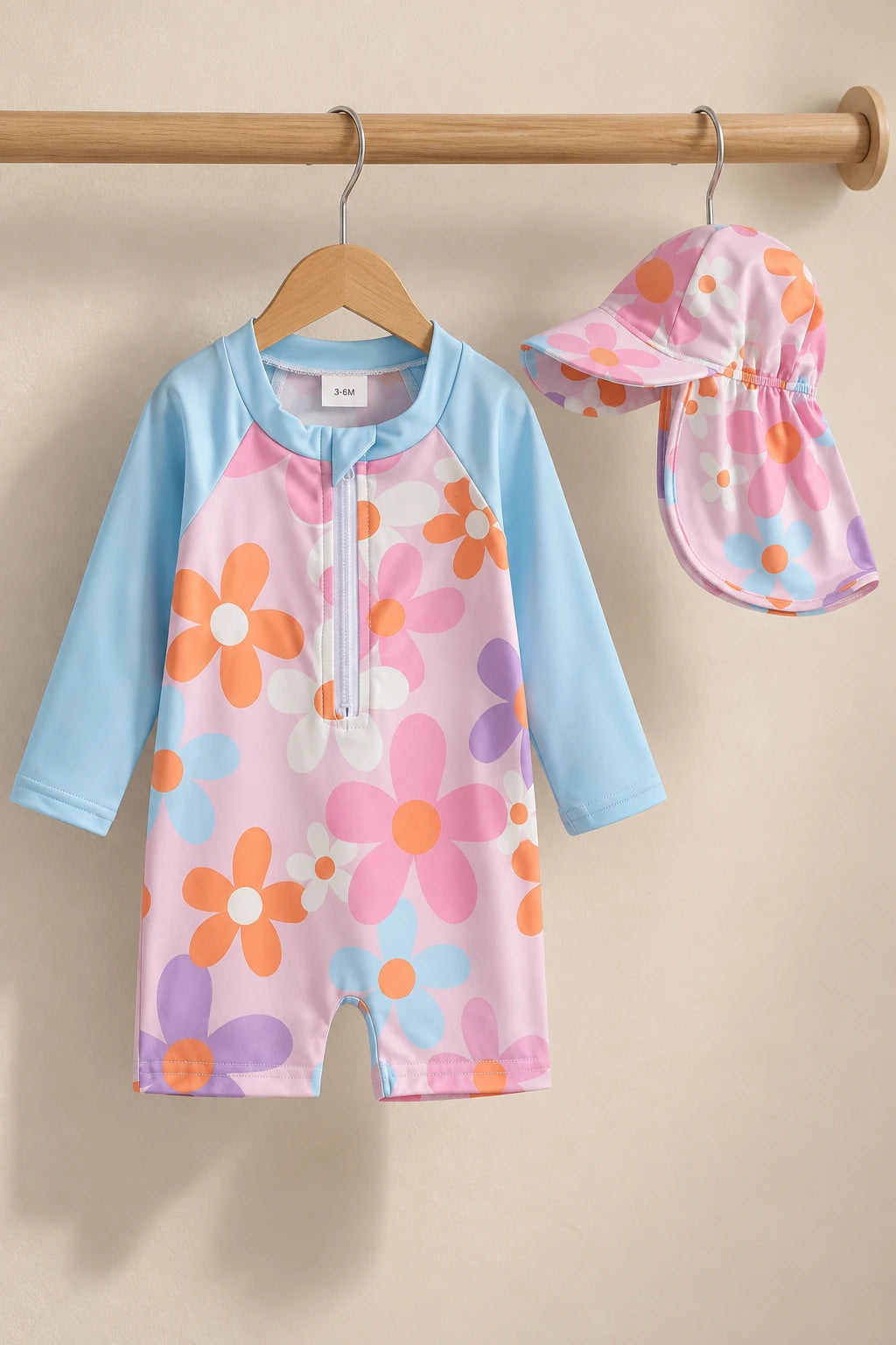 Combinaison Bebe Fleurs - Bleu