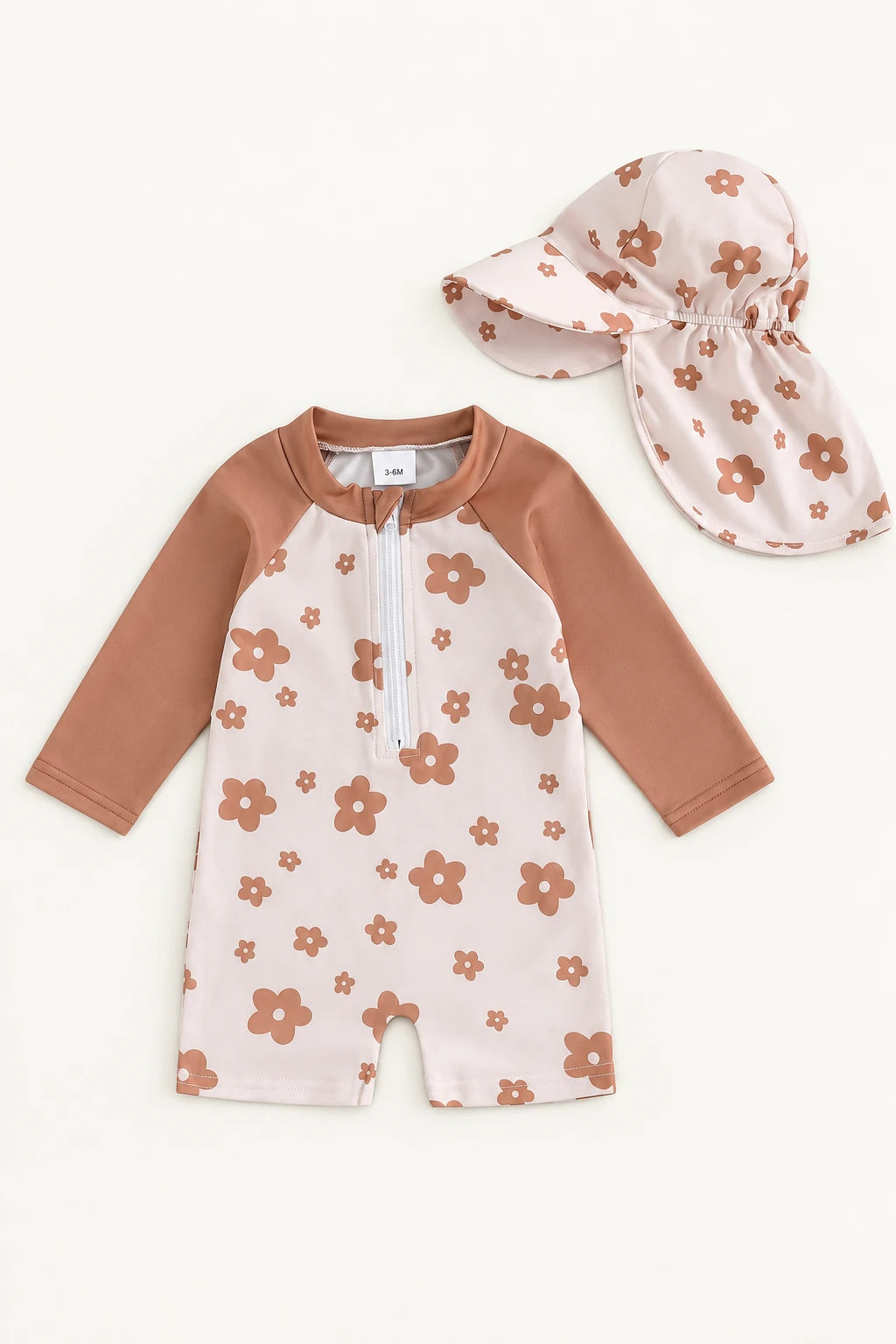 Combinaison Bebe Fleurs - Marron