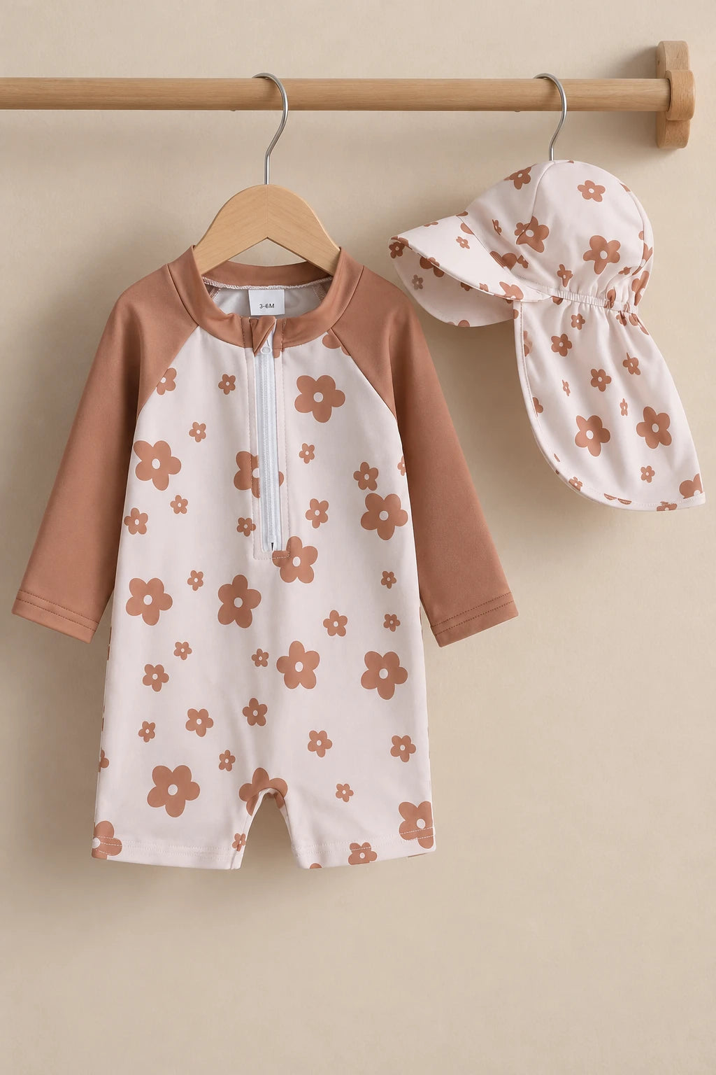 Combinaison Bebe Fleurs - Marron