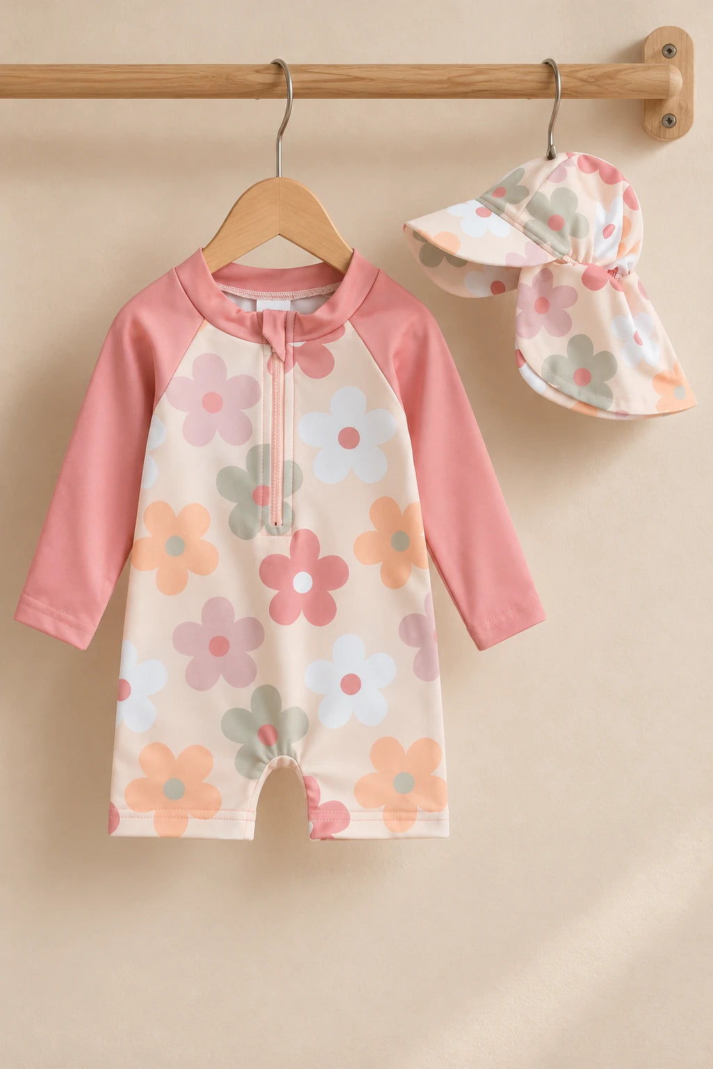 Combinaison Bebe Fleurs - Rose