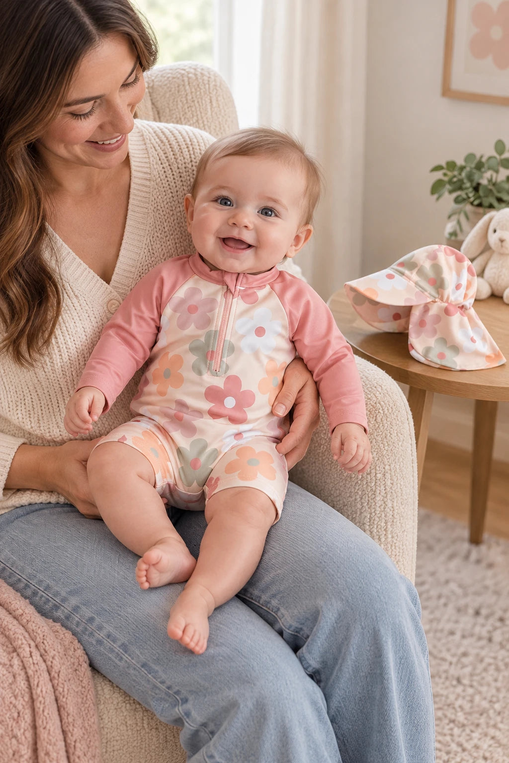 Combinaison Bebe Fleurs - Rose