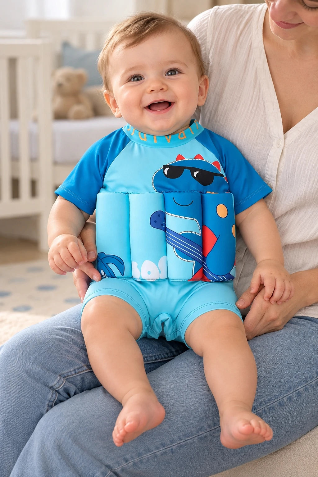 Combinaison Bebe Flottante - Dinosaure Bleu