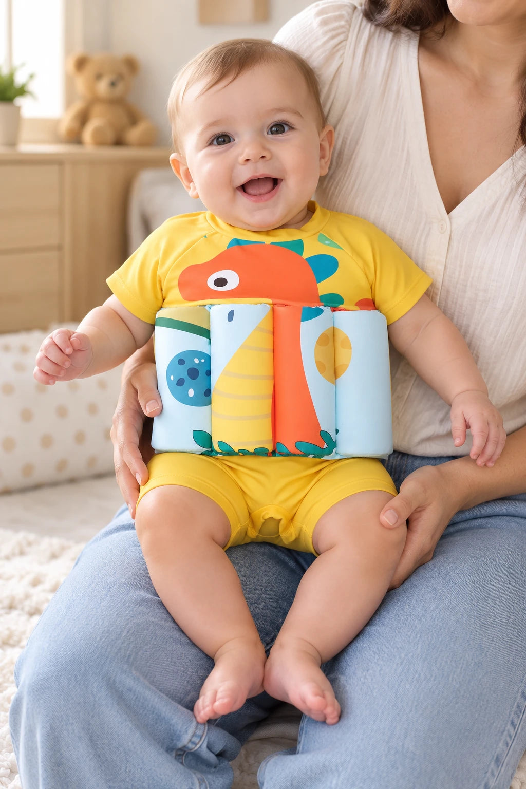 Combinaison Bebe Flottante - Dinosaure Jaune