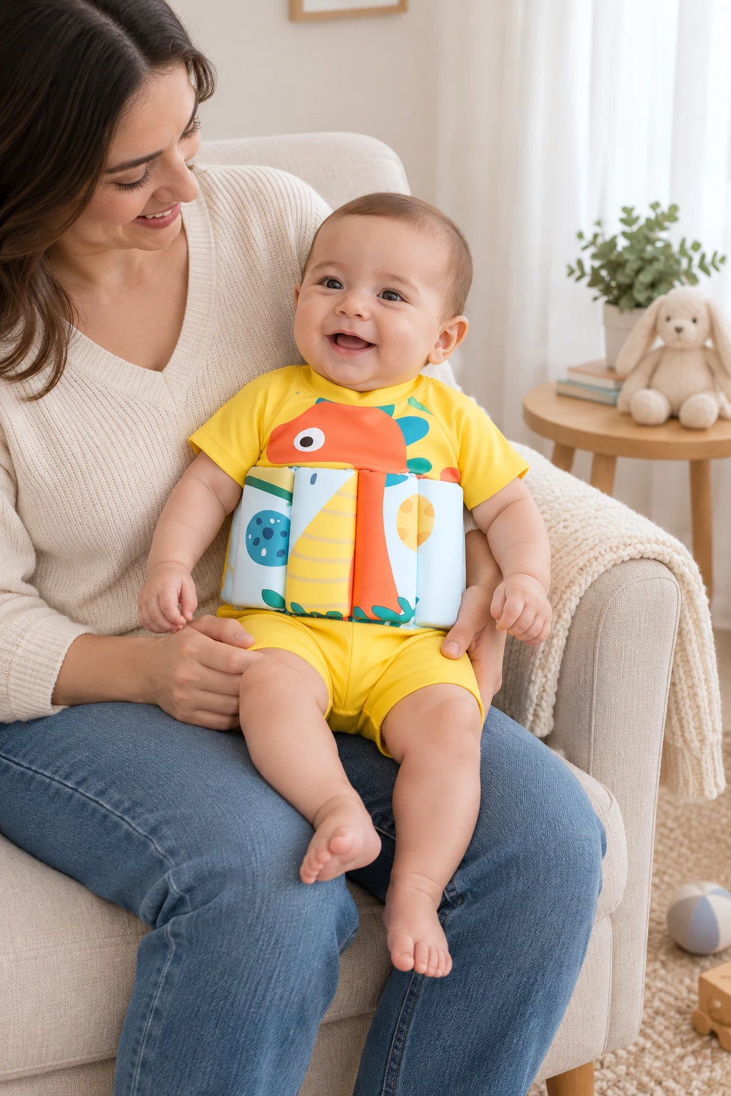 Combinaison Bebe Flottante - Dinosaure Jaune