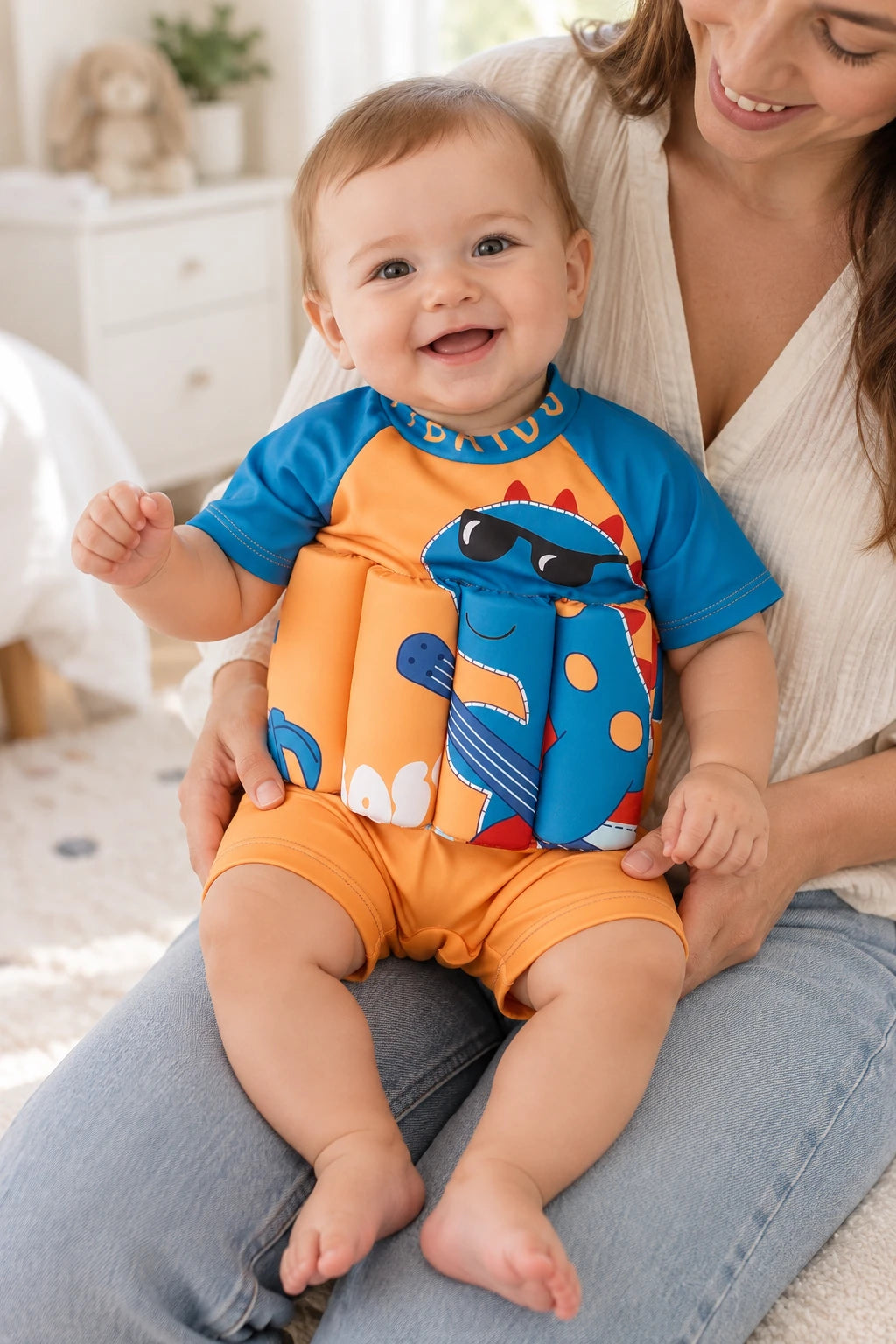 Combinaison Bebe Flottante - Dinosaure Orange
