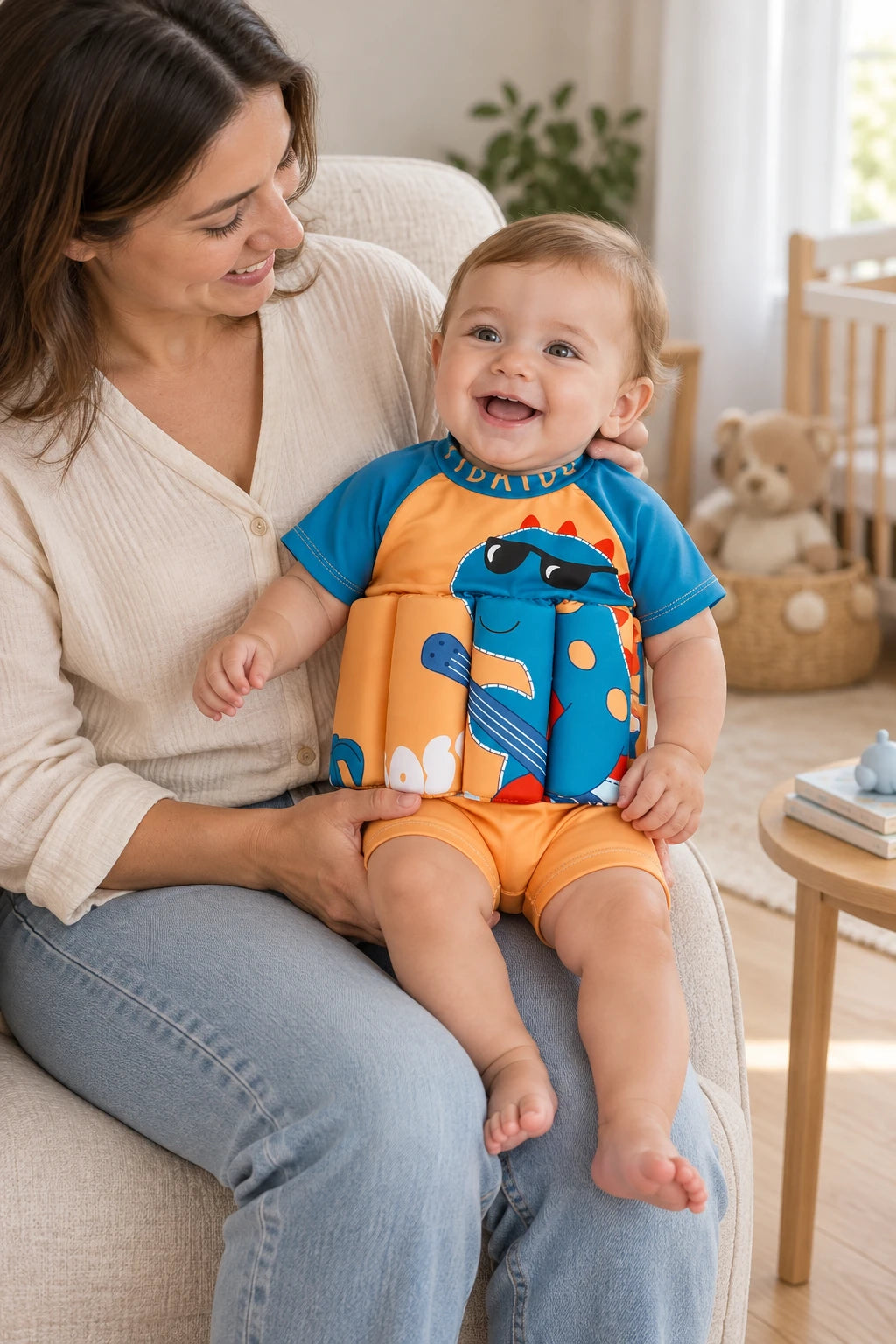 Combinaison Bebe Flottante - Dinosaure Orange