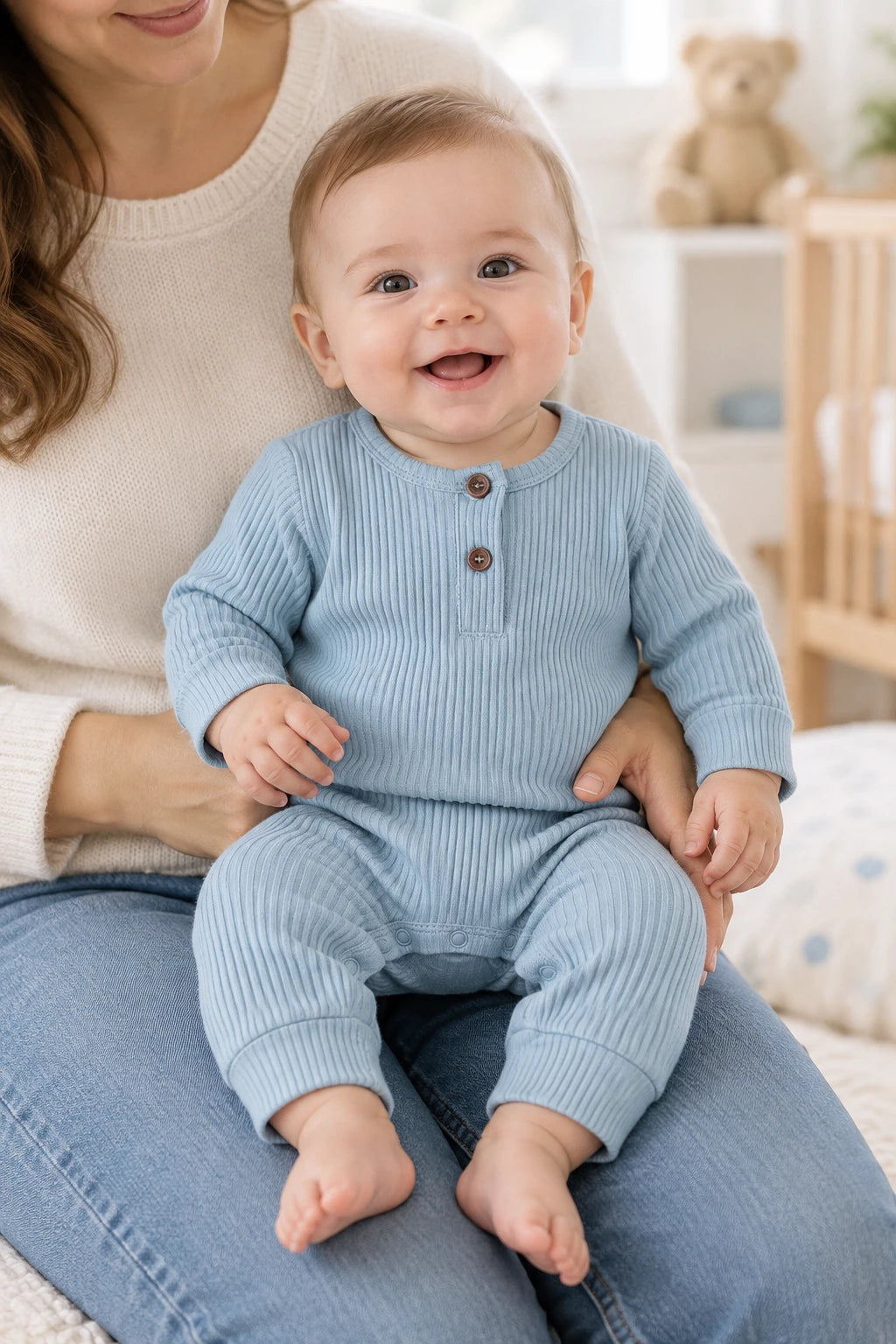 Combinaison Bébé Interieur Coton - Bleu