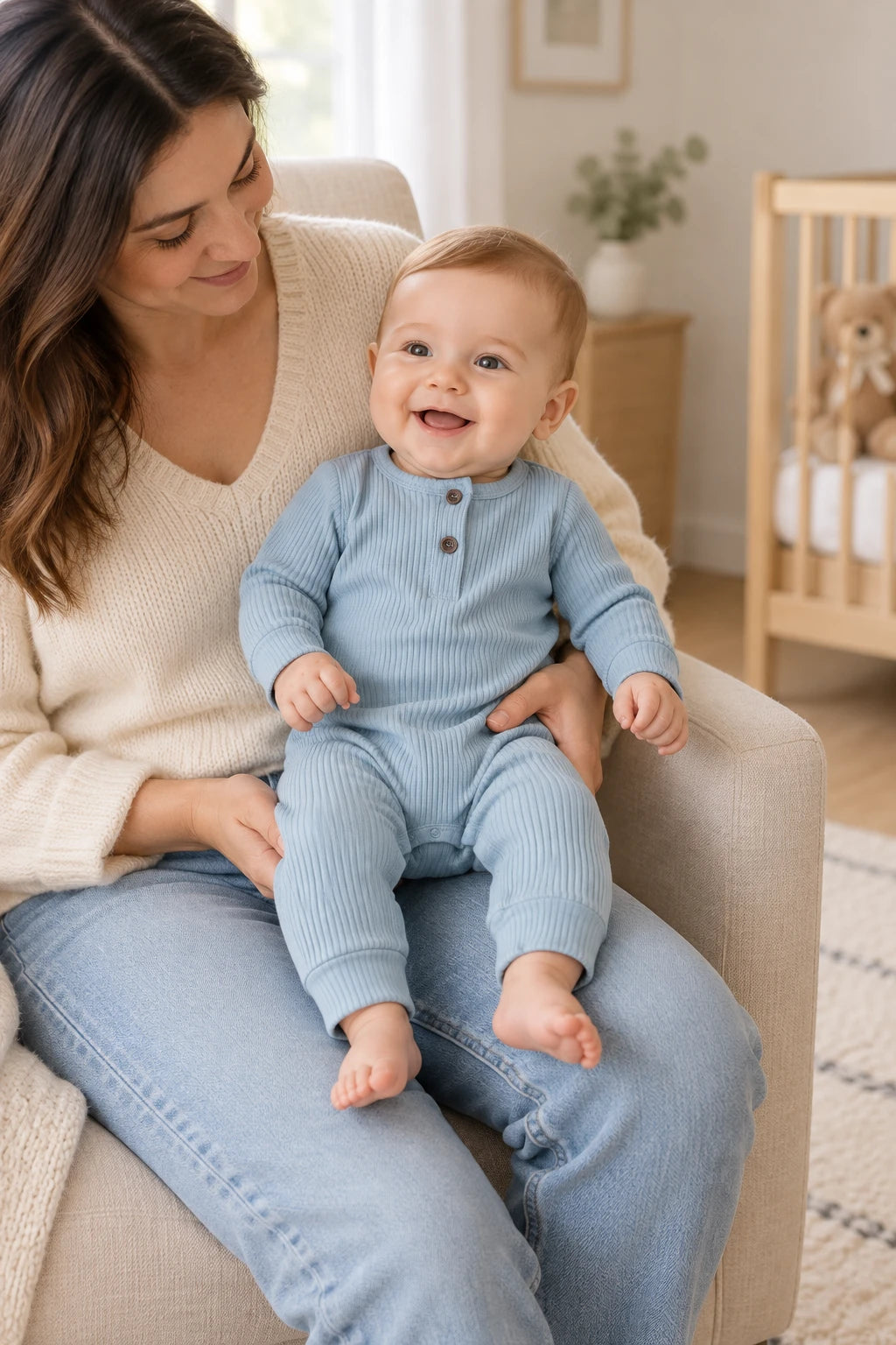 Combinaison Bébé Interieur Coton - Bleu