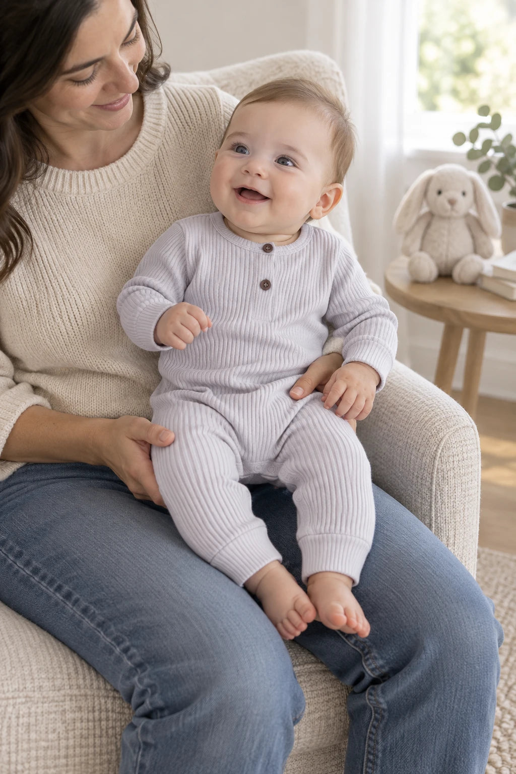 Combinaison Bébé Interieur Coton - Gris