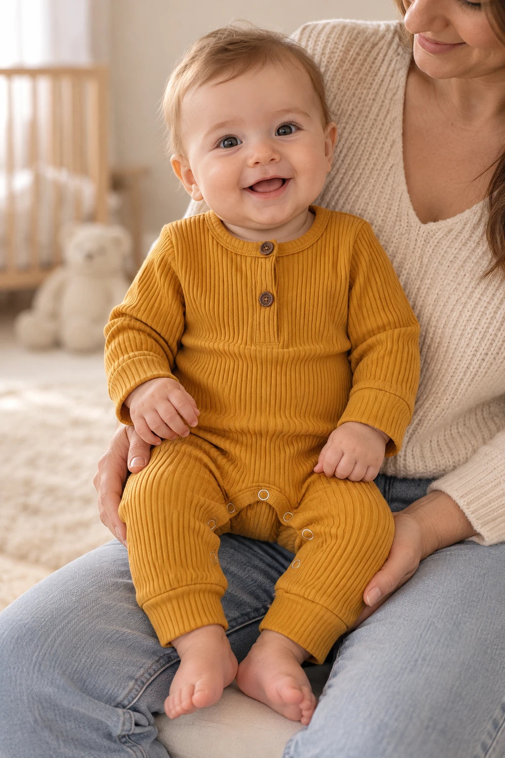 Combinaison Bébé Interieur Coton - Jaune