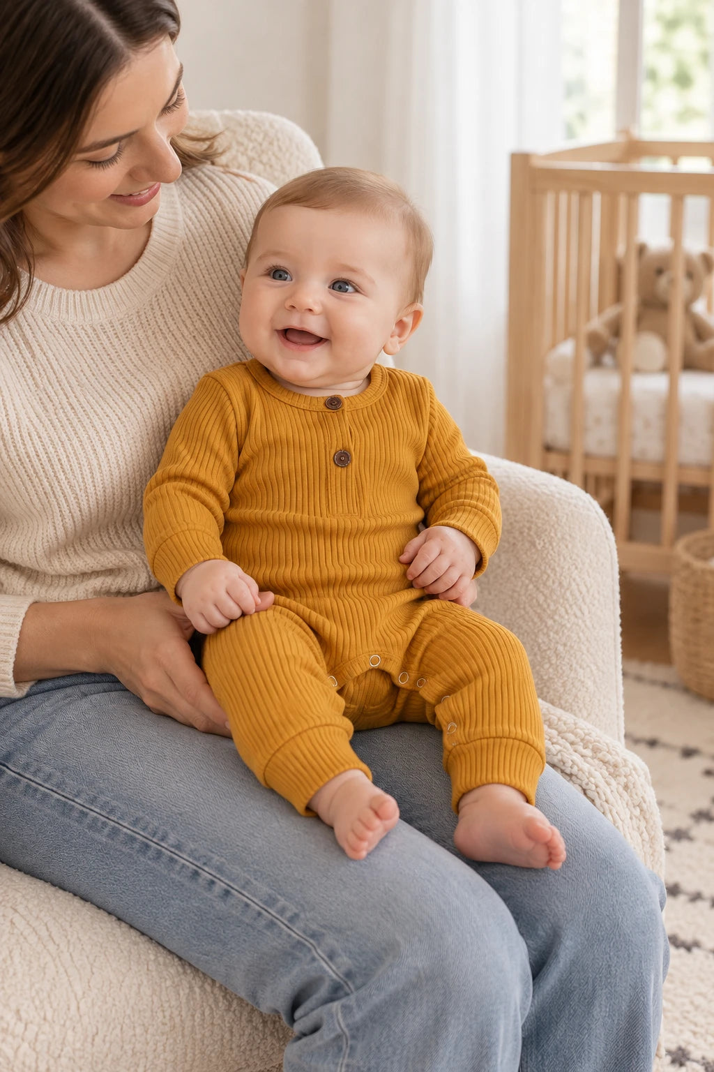 Combinaison Bébé Interieur Coton - Jaune