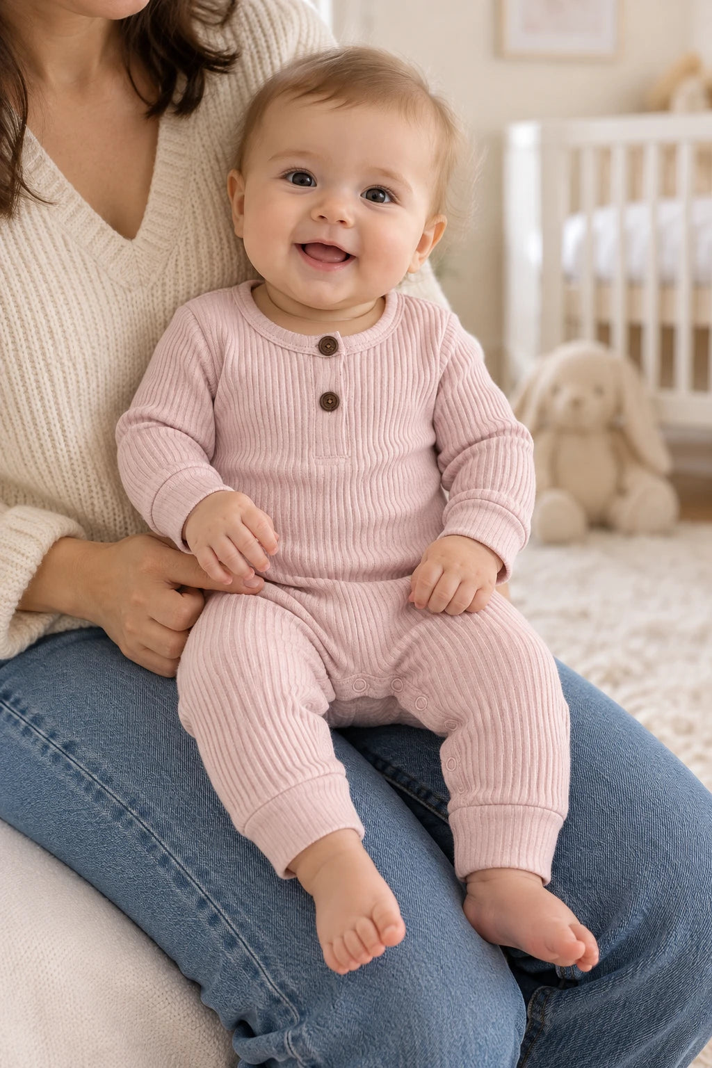 Combinaison Bébé Interieur Coton - Rose