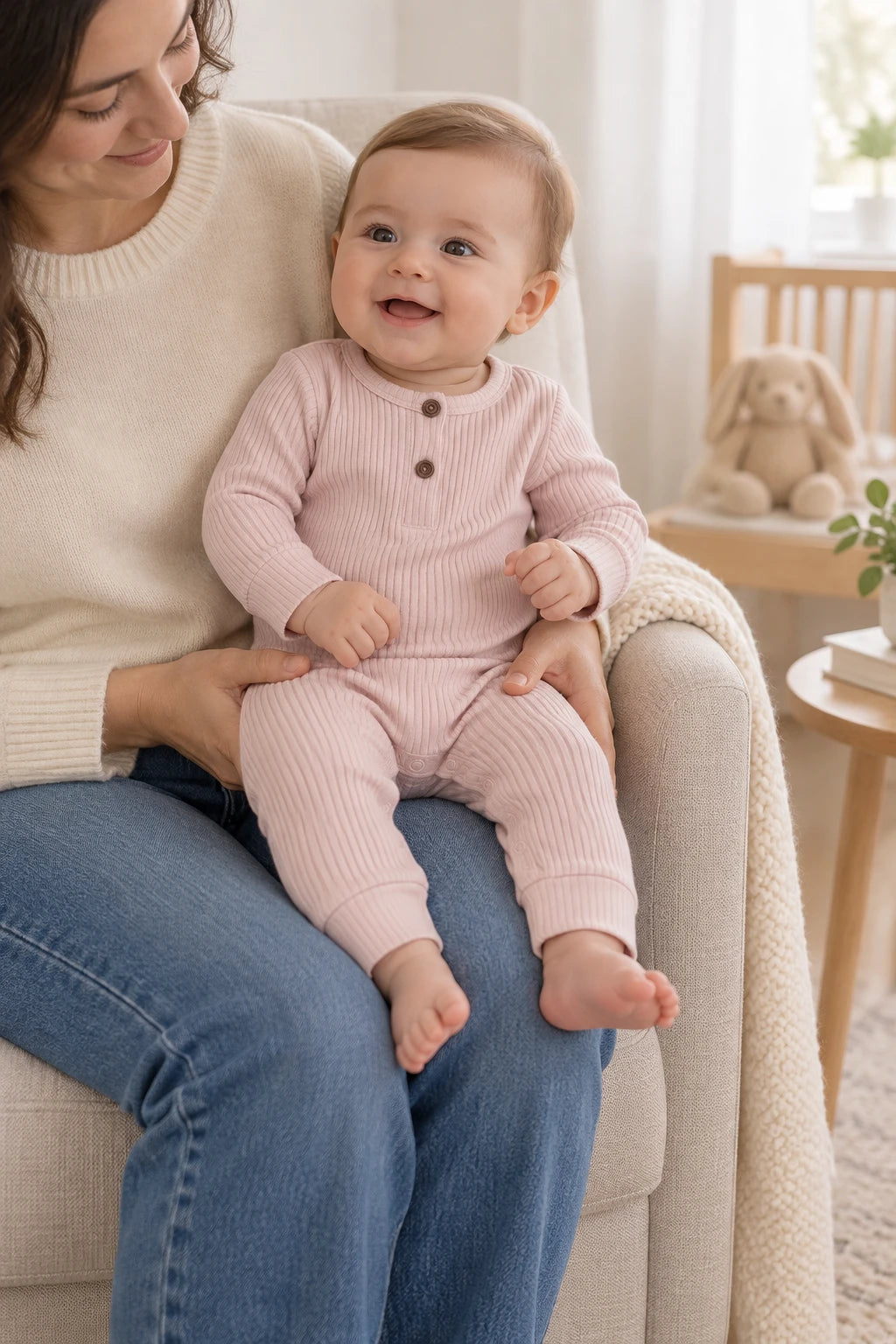 Combinaison Bébé Interieur Coton - Rose
