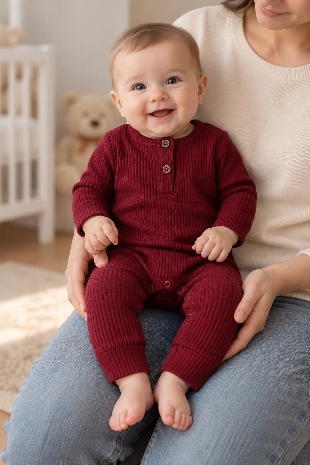 Combinaison Bébé Interieur Coton - Rouge