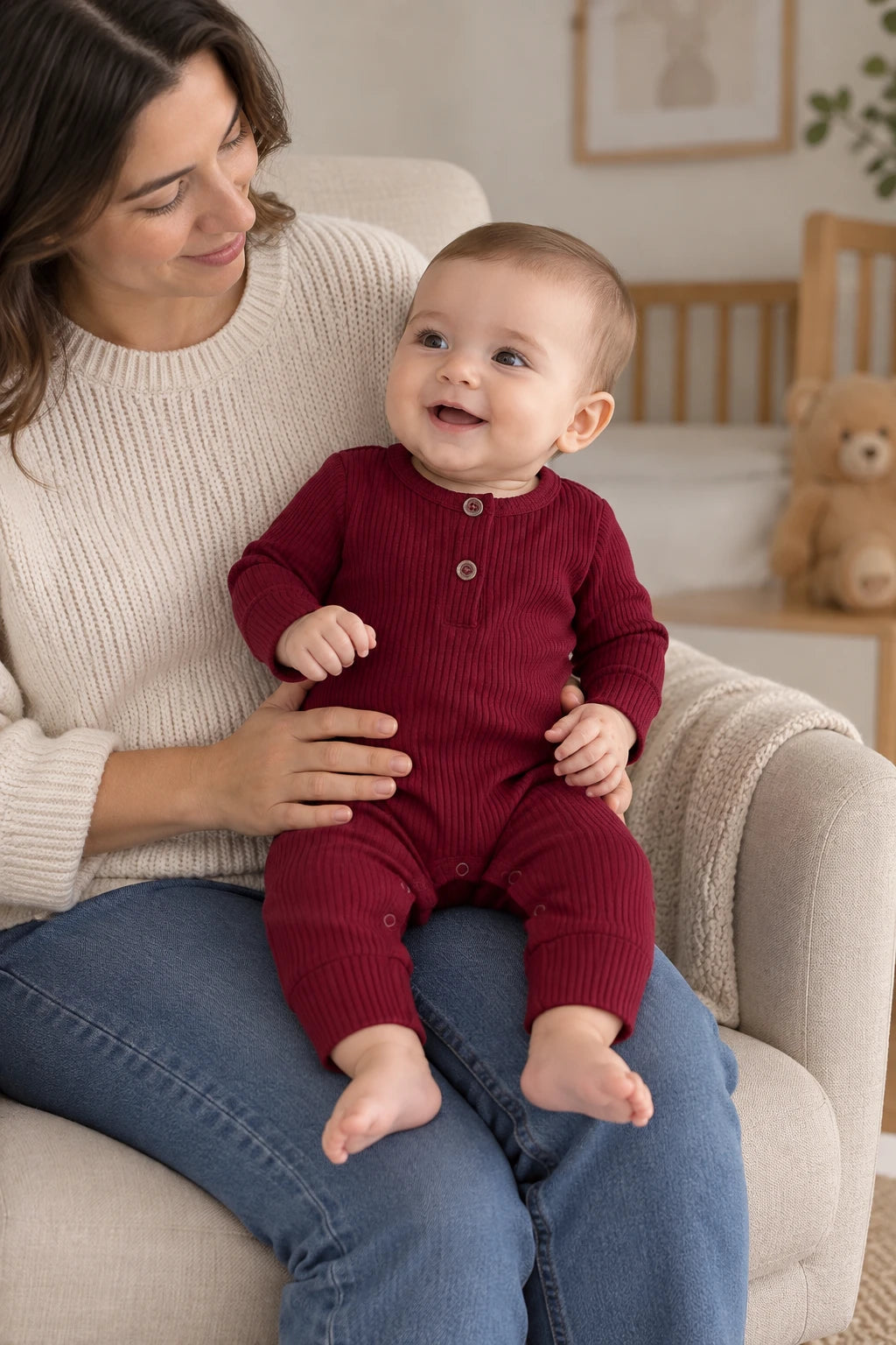 Combinaison Bébé Interieur Coton - Rouge