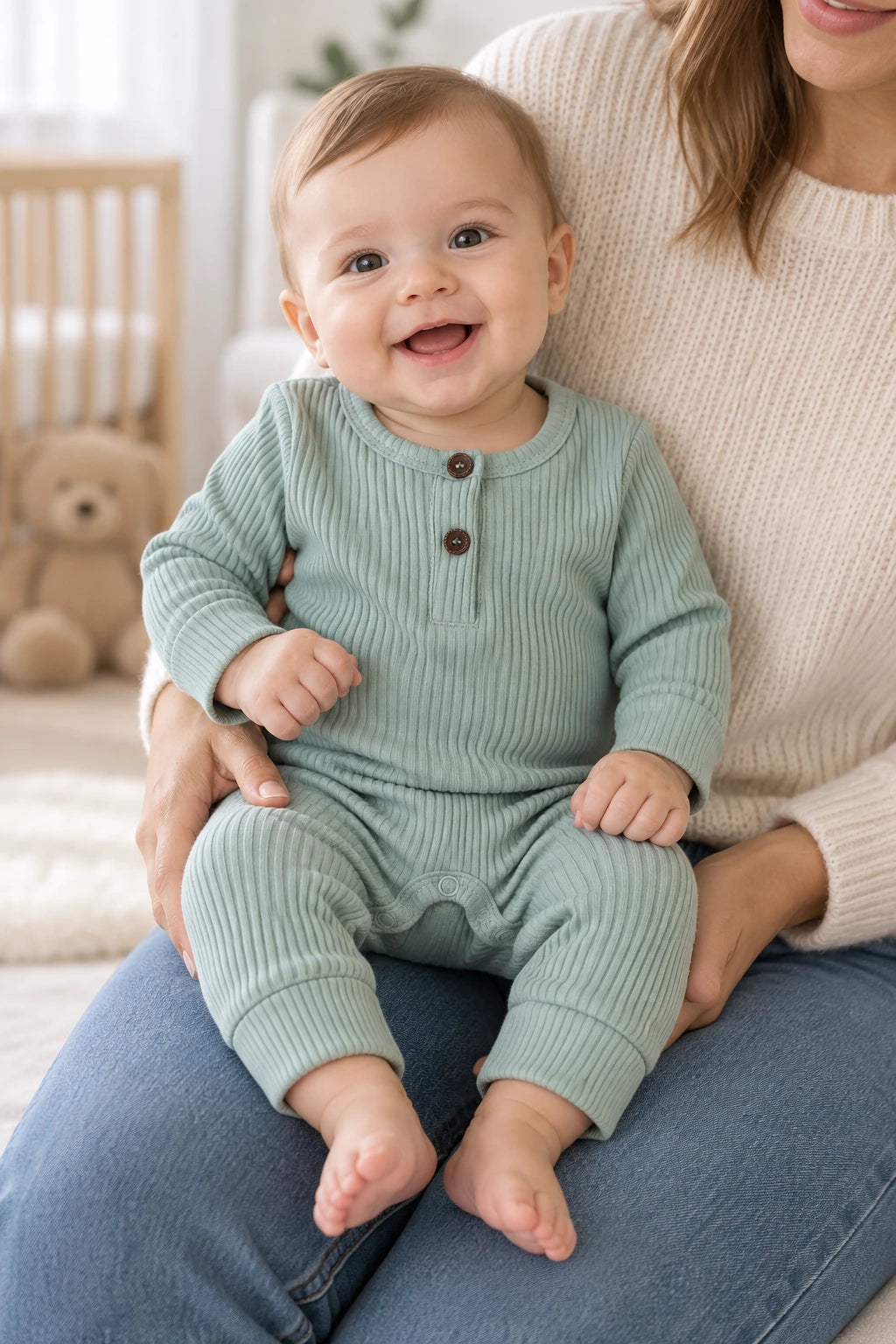 Combinaison Bébé Interieur Coton - Vert