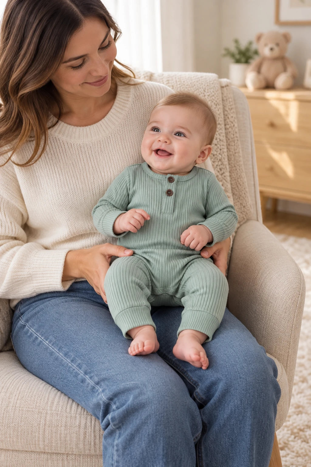 Combinaison Bébé Interieur Coton - Vert