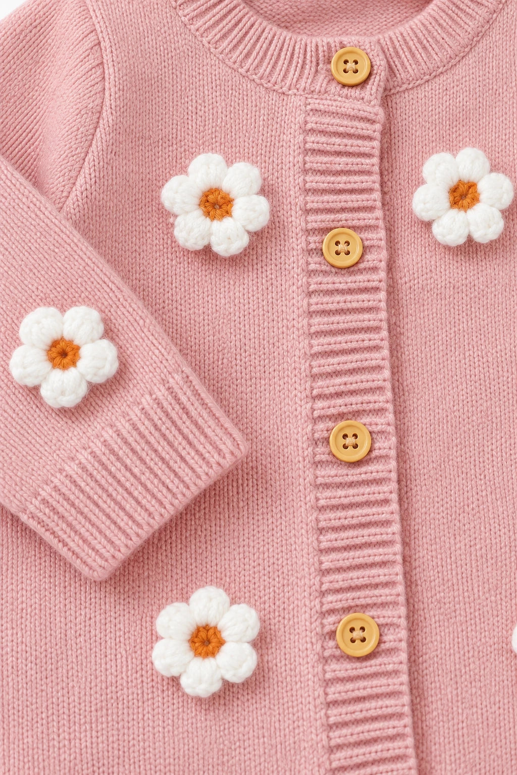 Combinaison Bebe Laine Fleurie - Rose