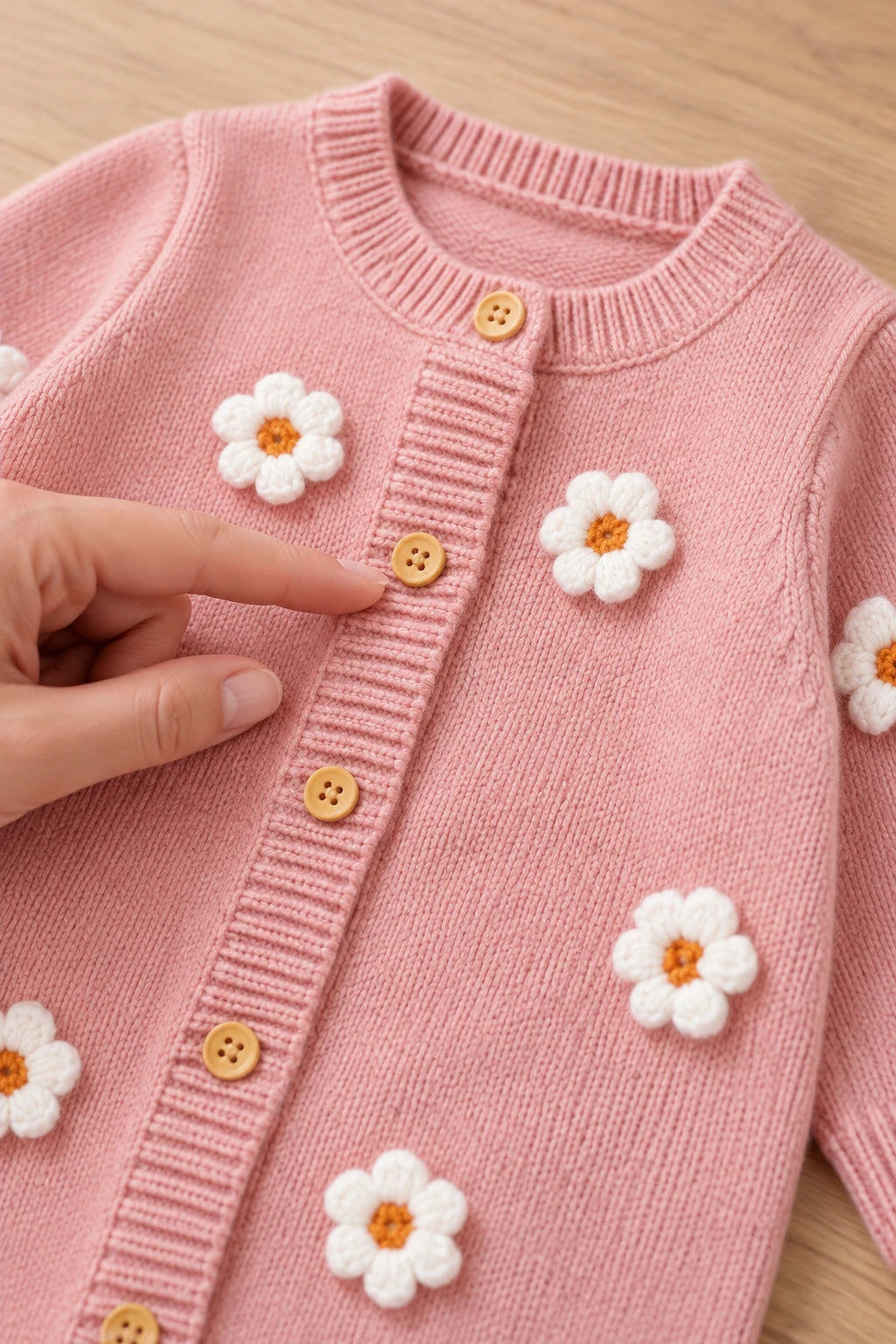 Combinaison Bebe Laine Fleurie - Rose