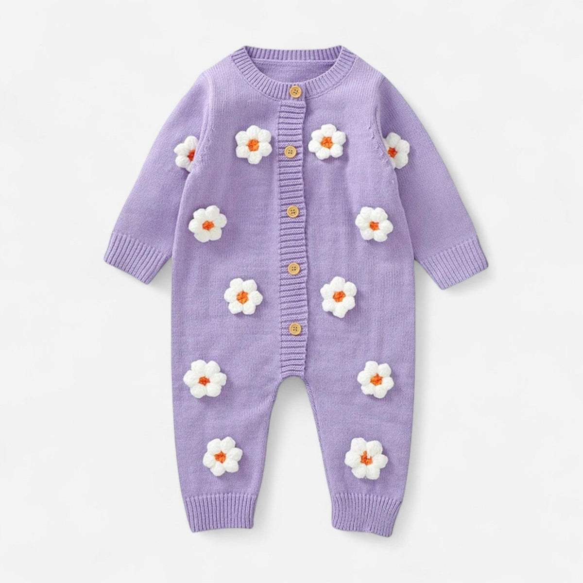 Combinaison Bebe Laine Fleurie - Violet