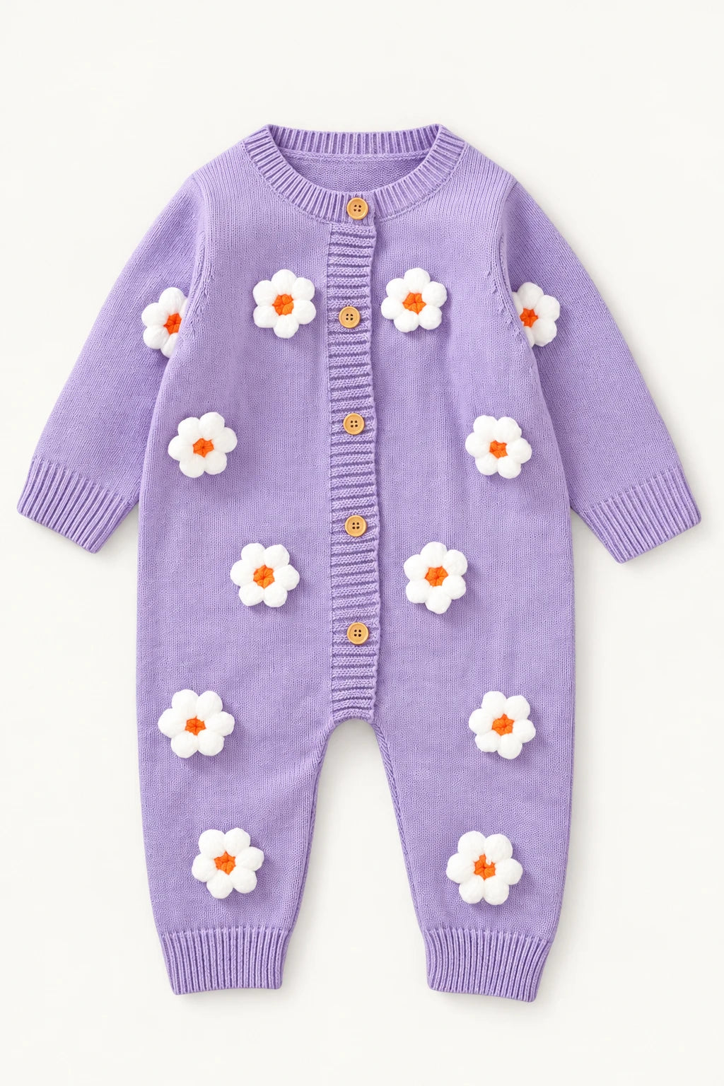 Combinaison Bebe Laine Fleurie - Violet