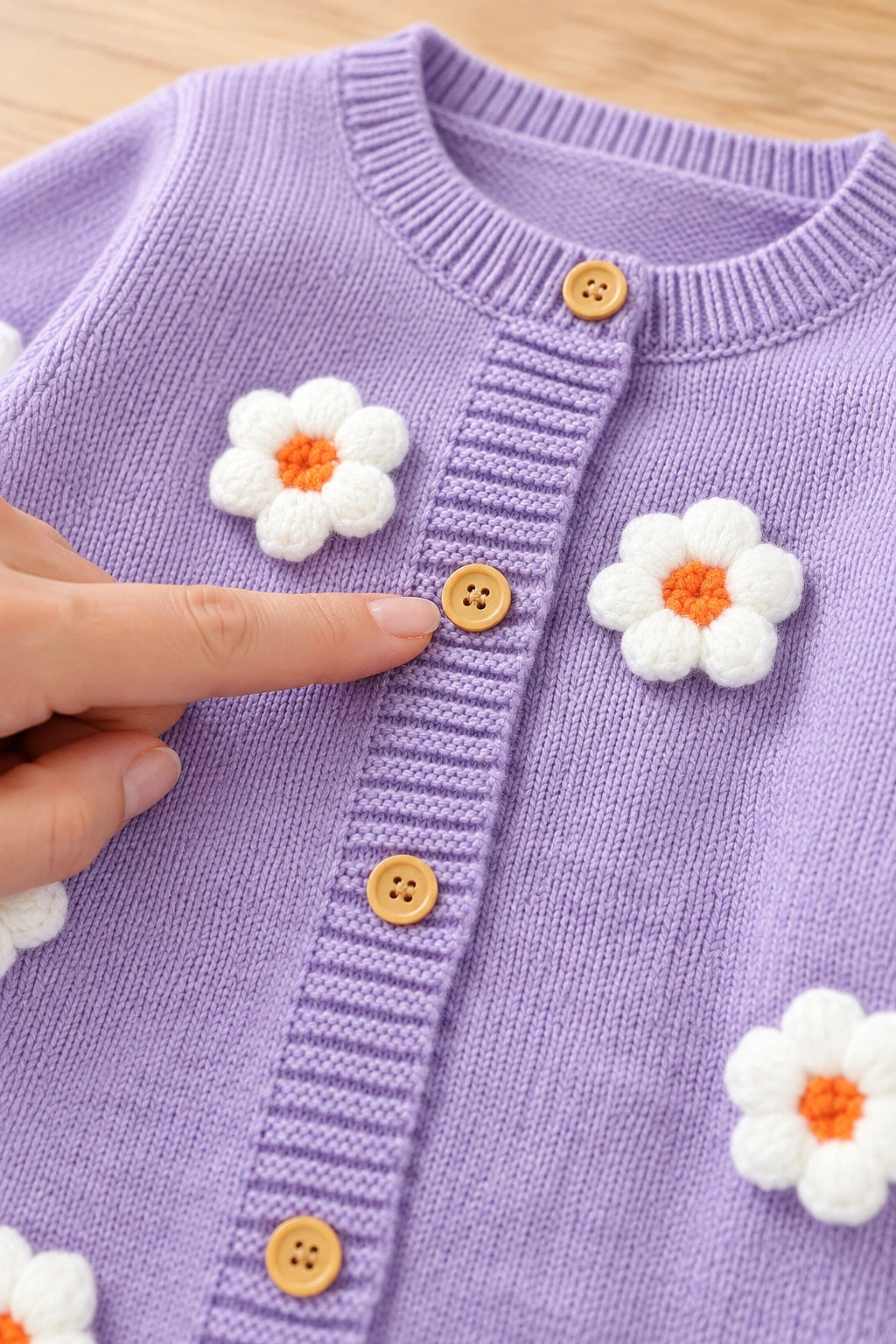 Combinaison Bebe Laine Fleurie - Violet