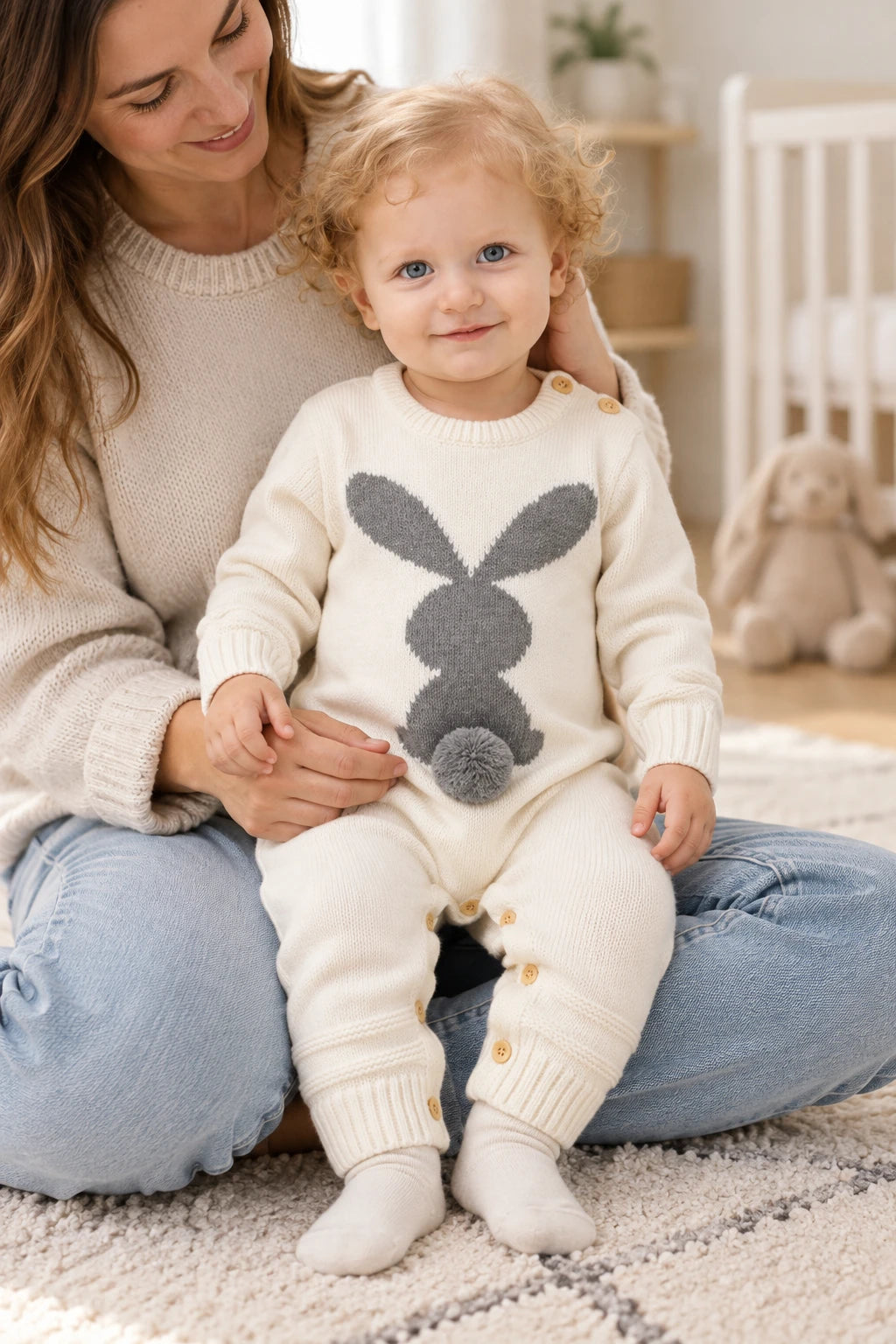 Combinaison Bébé Lapin Blanc Laine