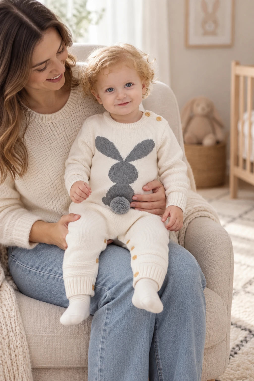 Combinaison Bébé Lapin Blanc Laine